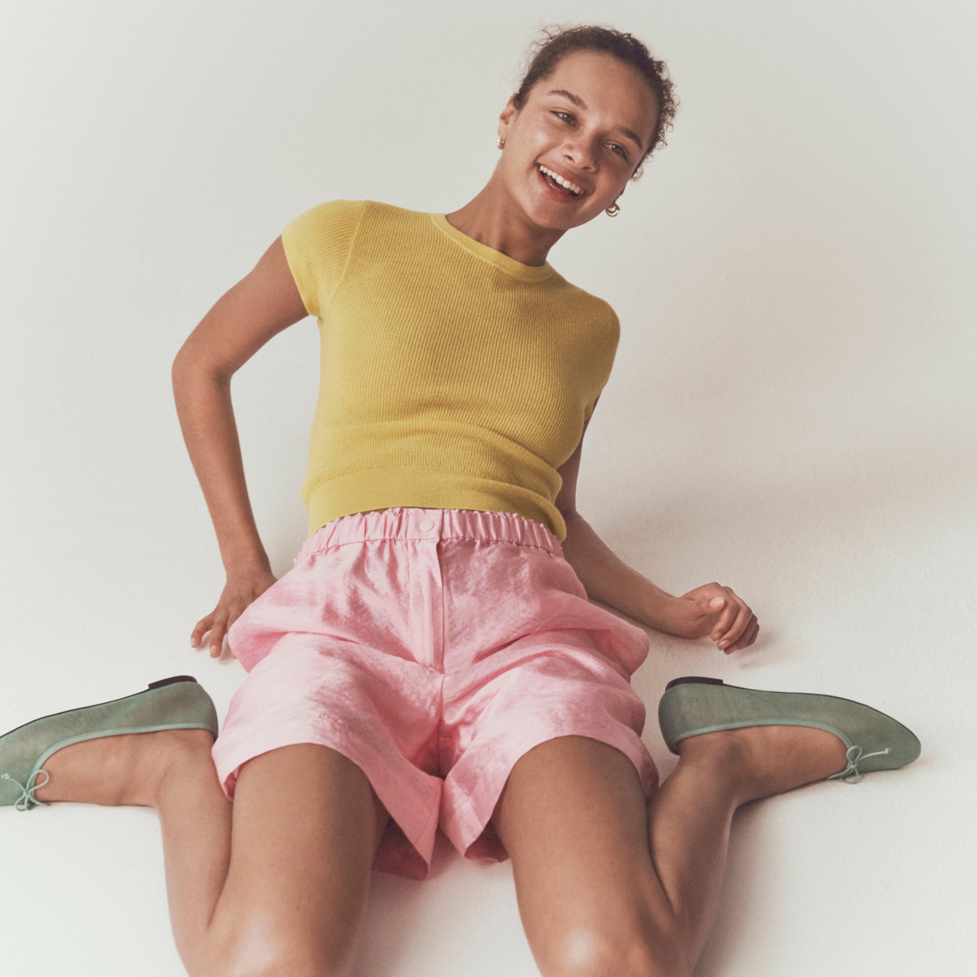 Ribbed featherweight cashmere T-shirt