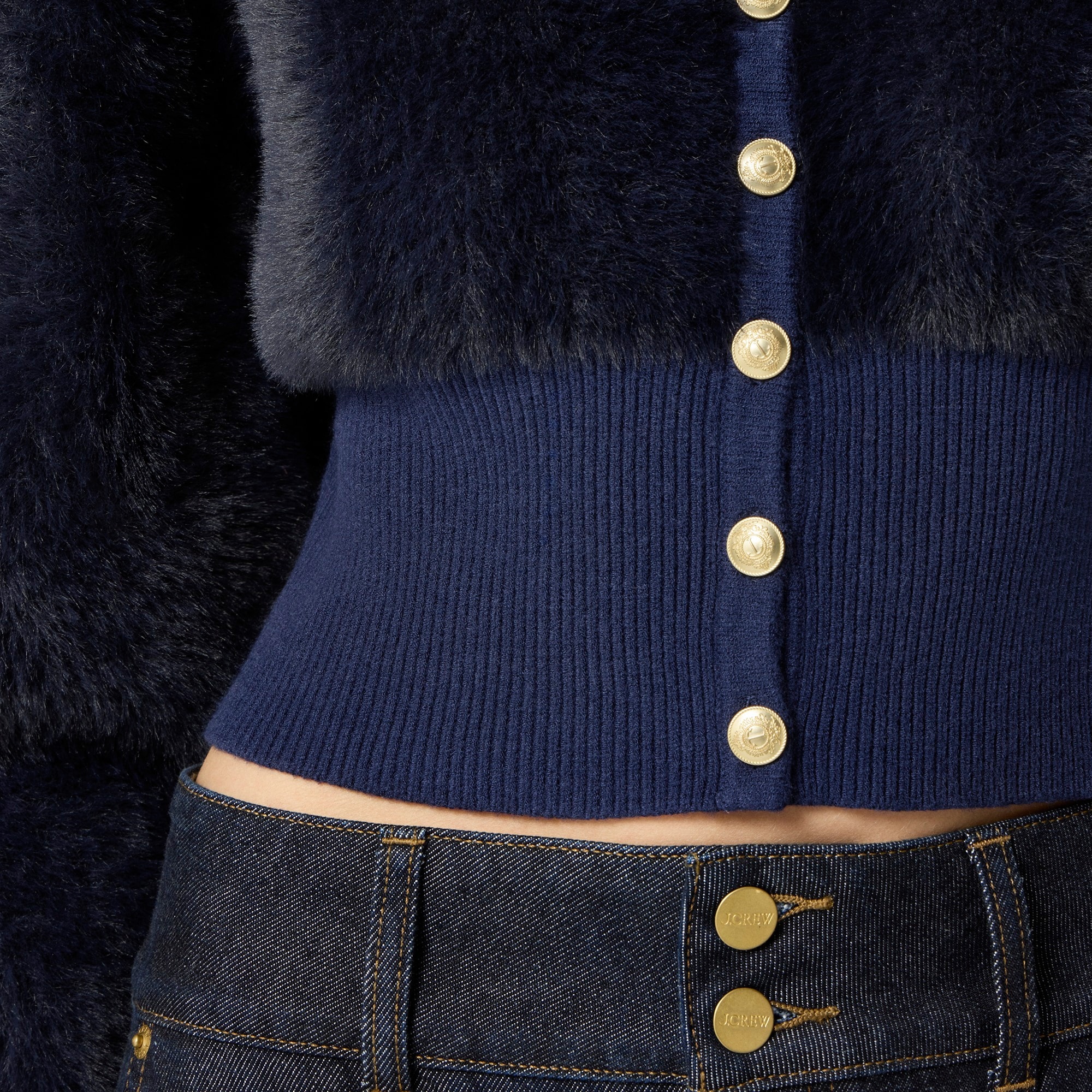 J.Crew: Fitted-waist Cardigan In Fuzzy Yarn For Women