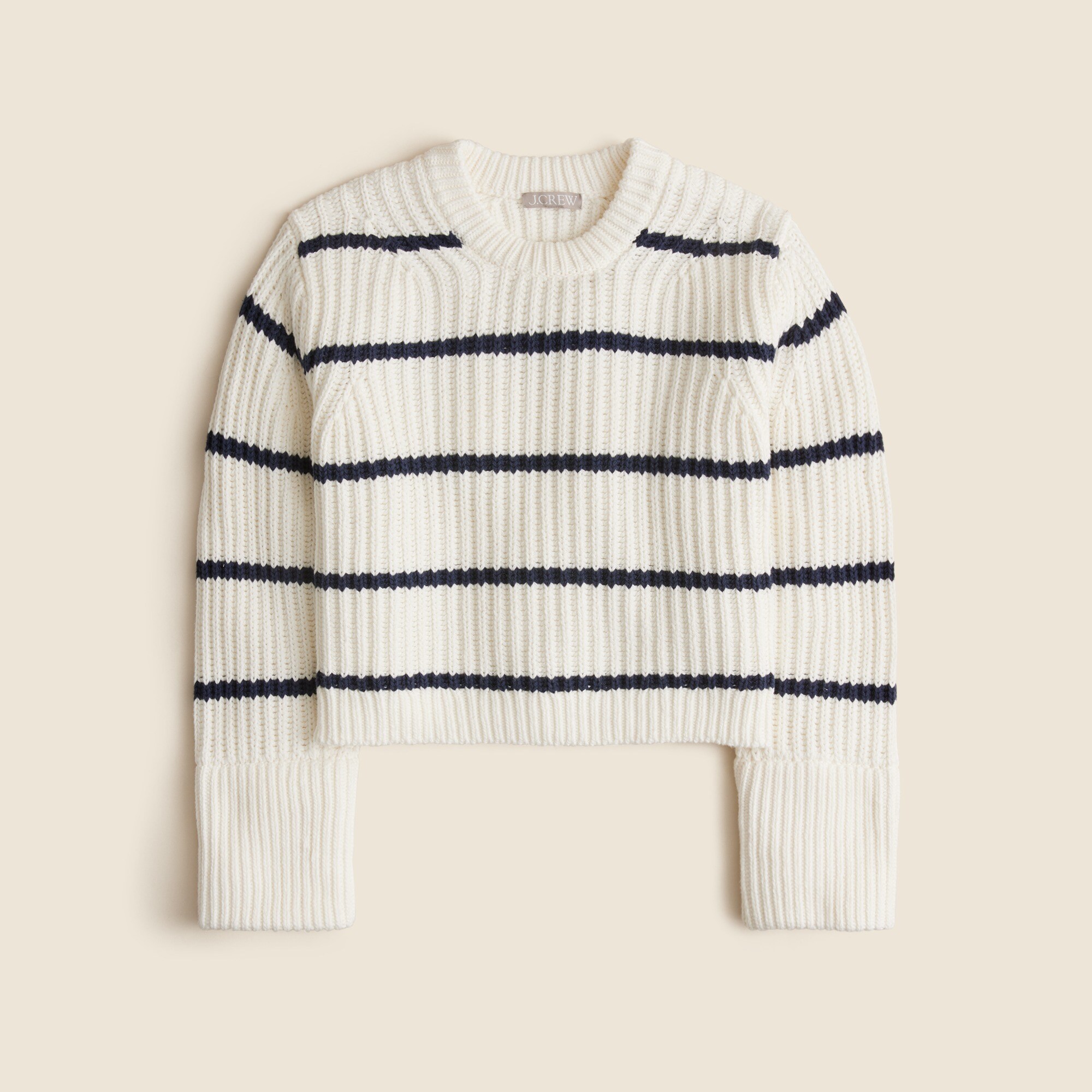 Heritage cotton fisherman crewneck sweater in stripe