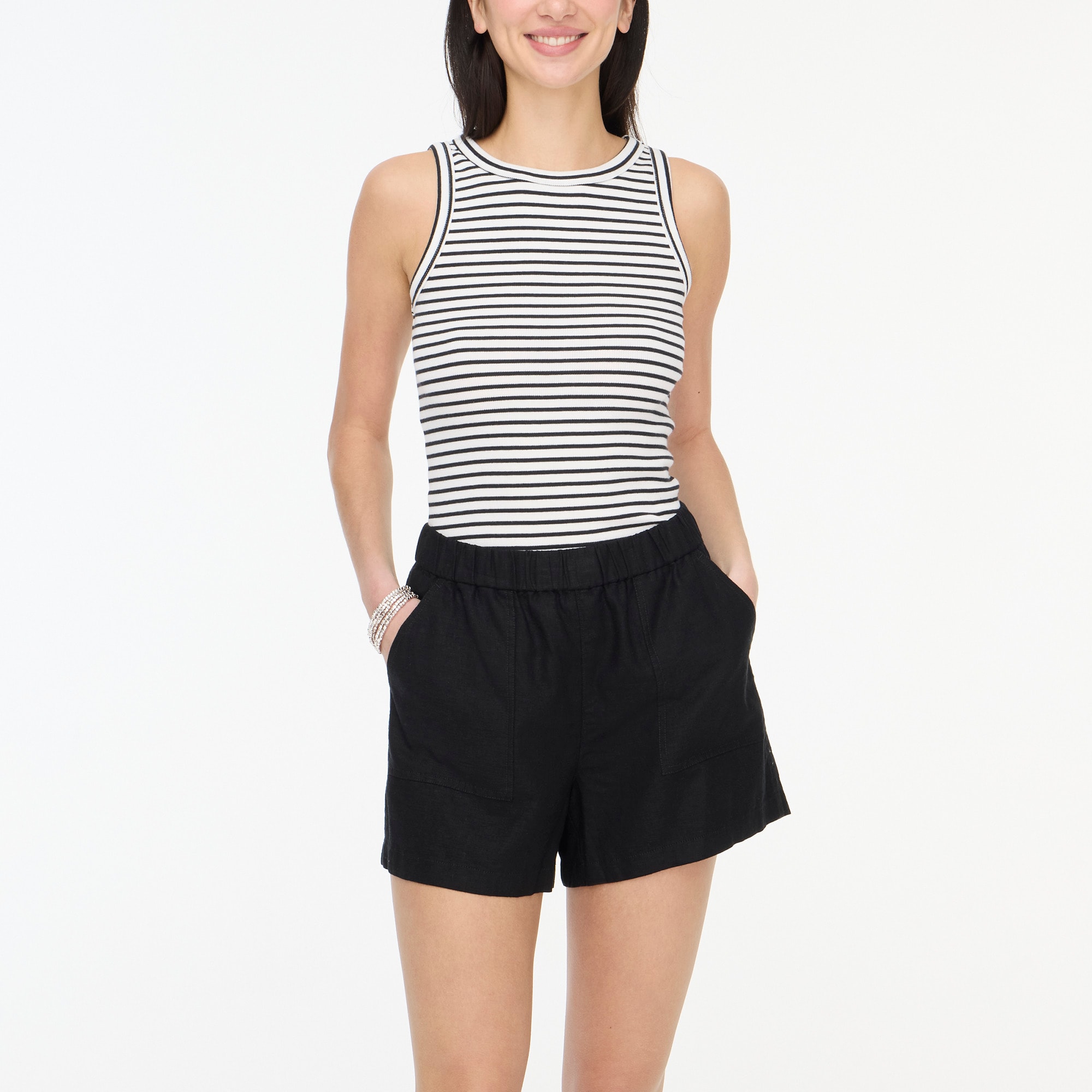 womens Linen-blend pull-on short