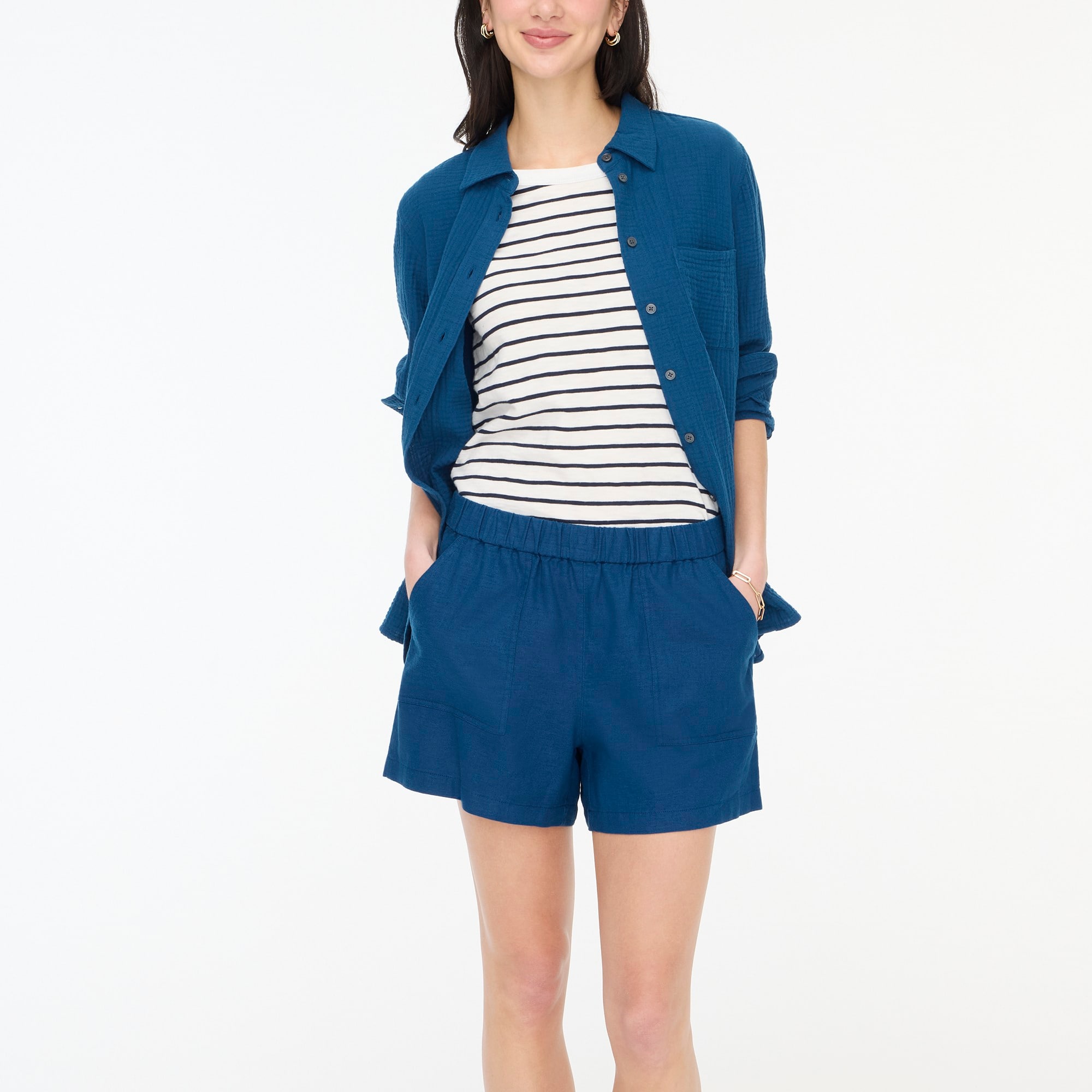 womens Linen-blend pull-on short