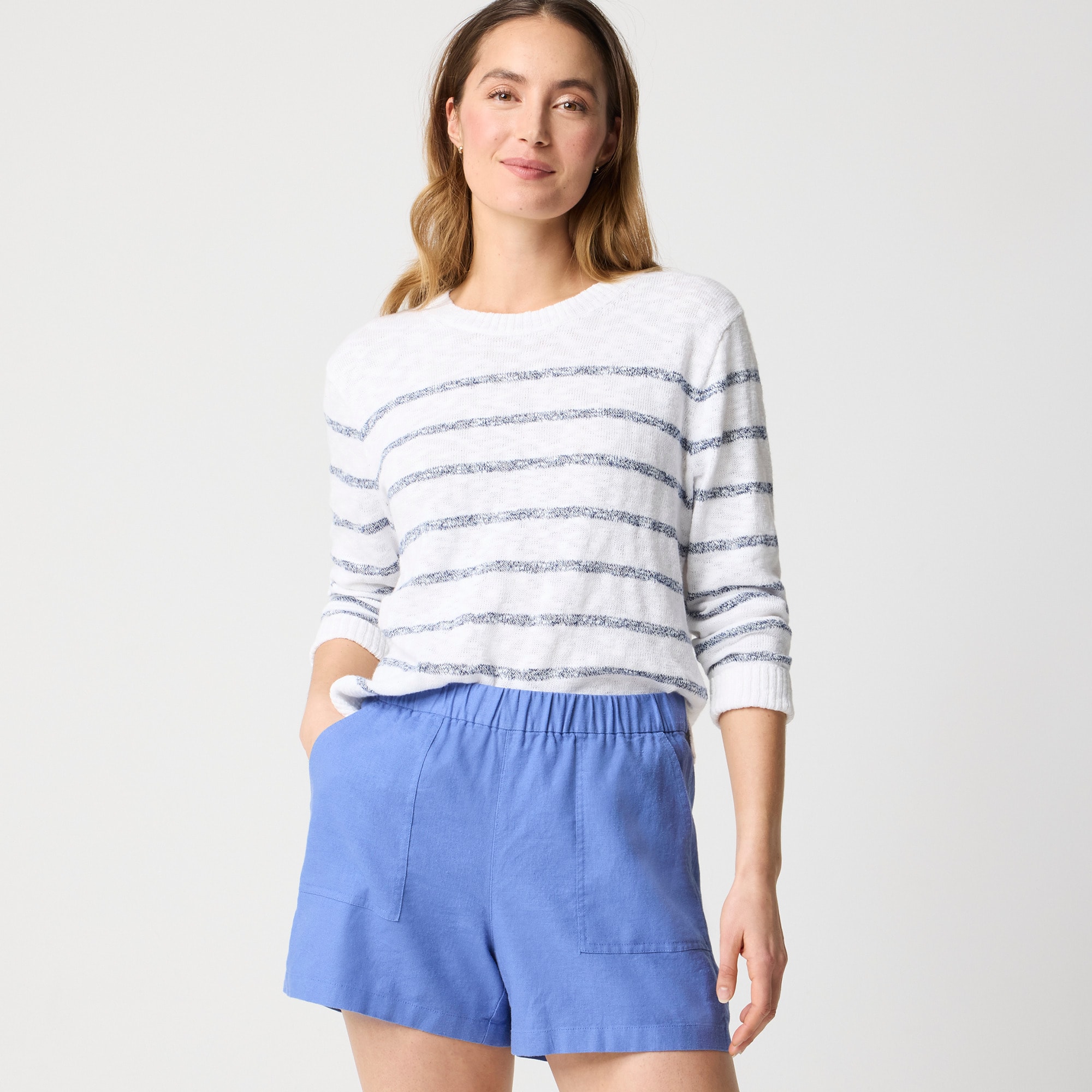 womens Linen-blend pull-on short