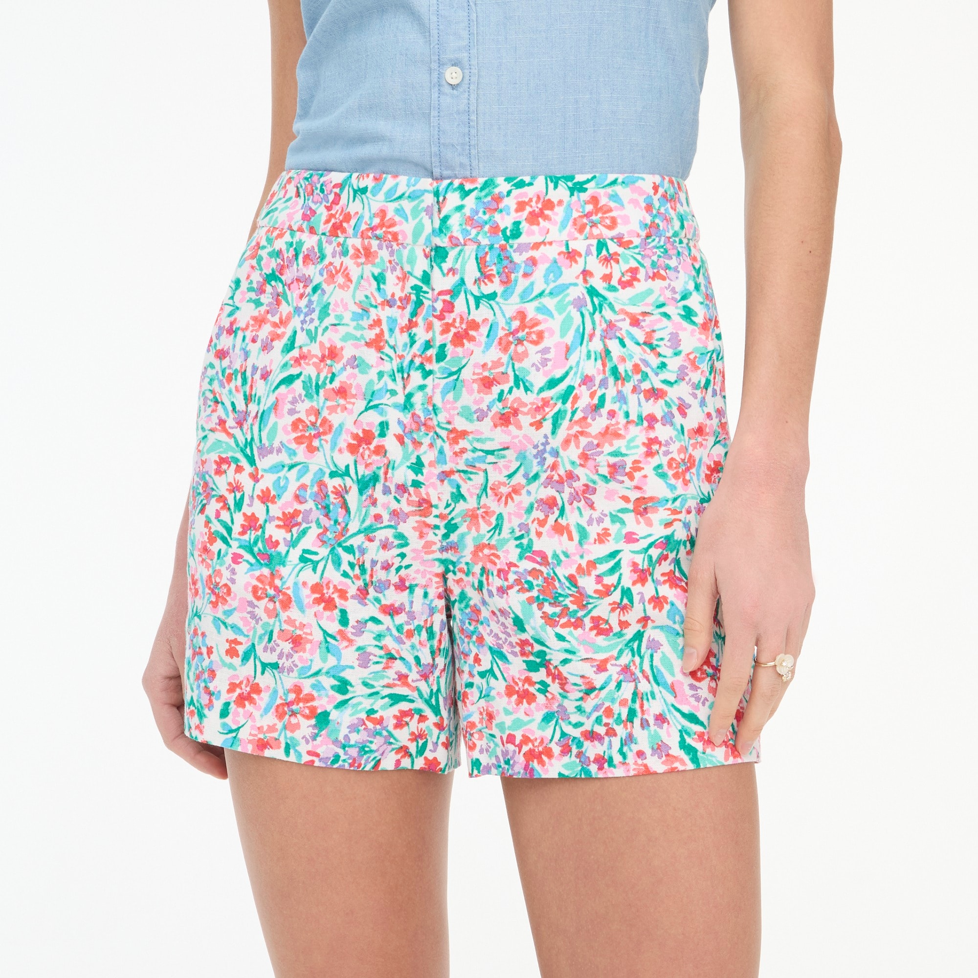 Factory: Linen-blend Pull-on Short For Women