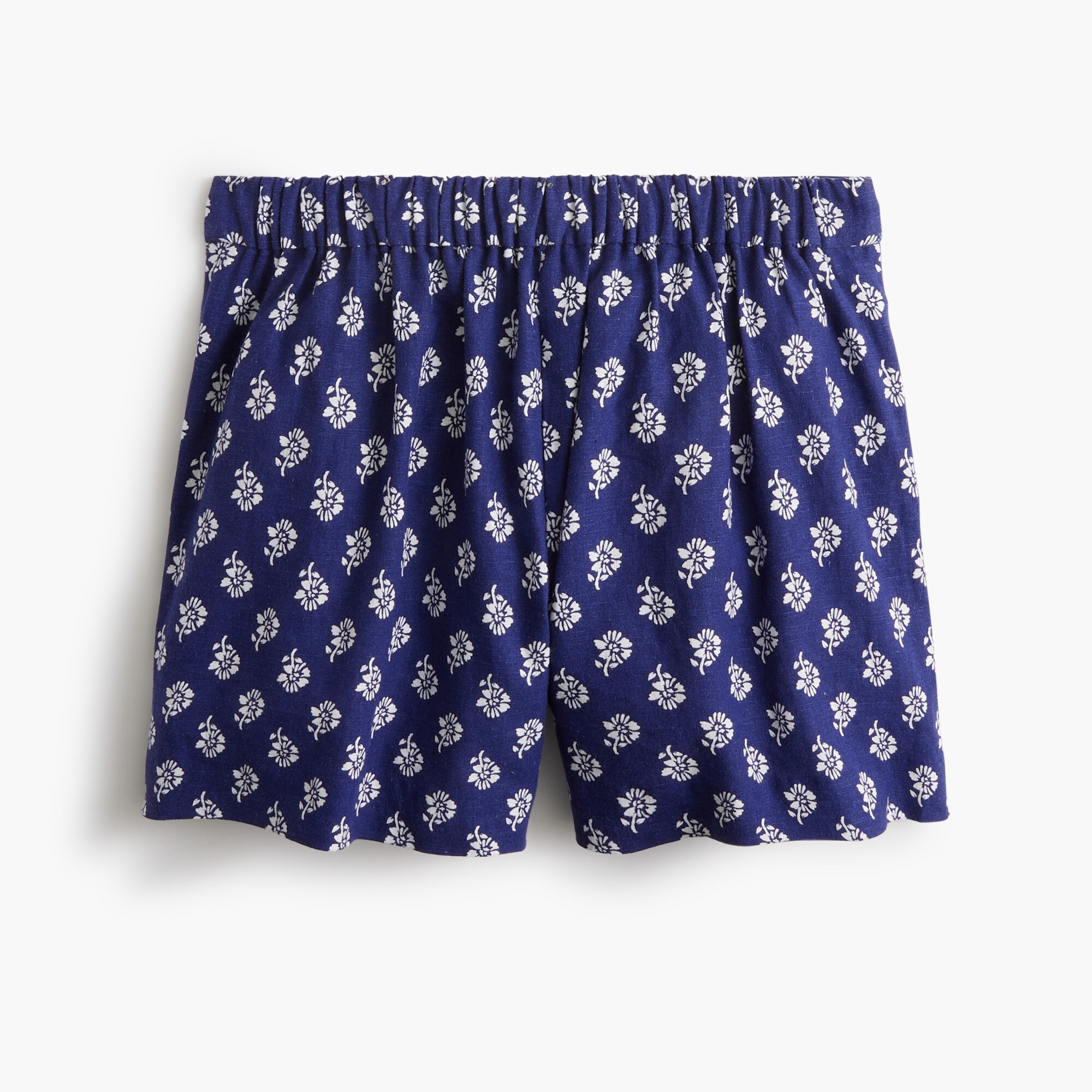 Linen-blend elastic-back short