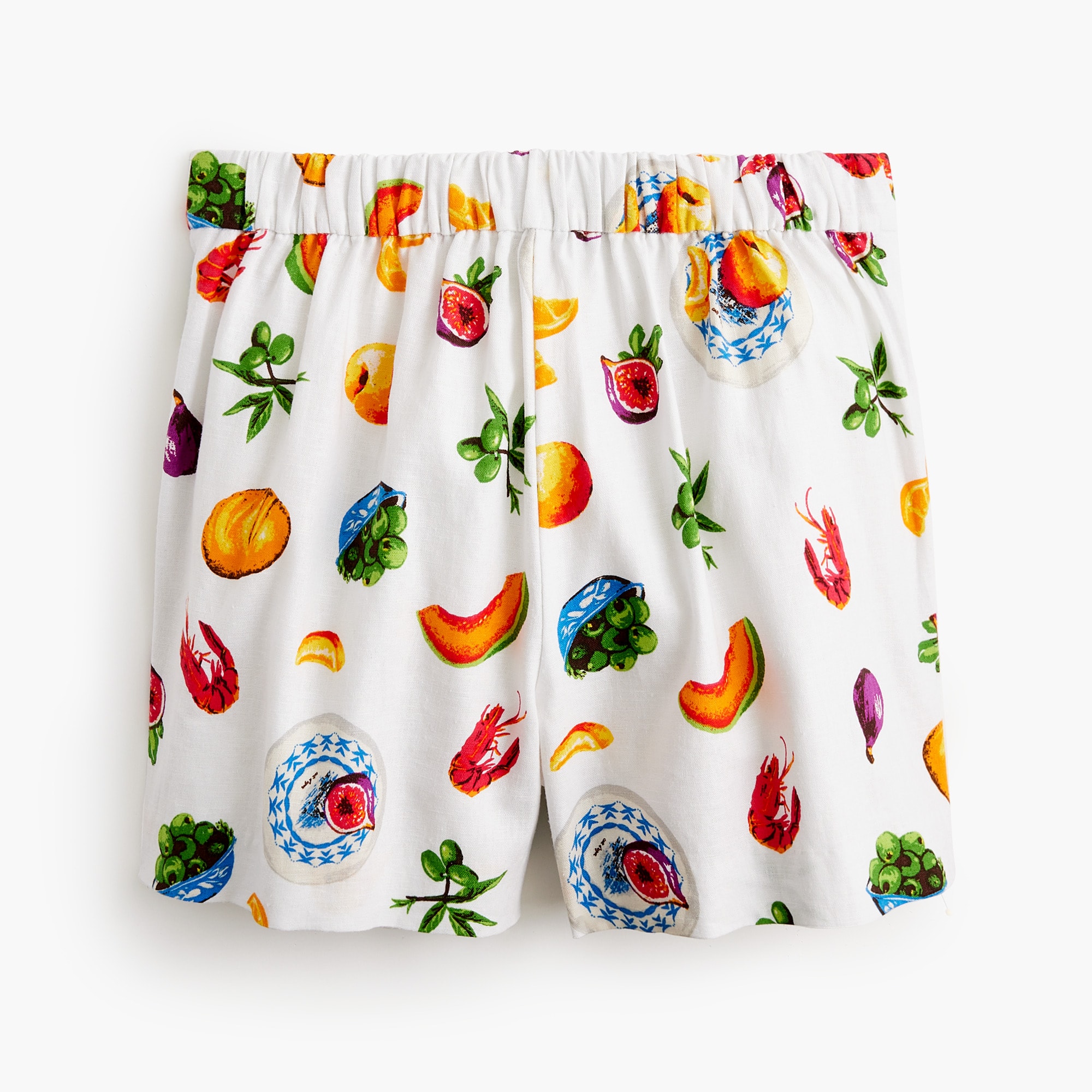 Linen-blend elastic-back short