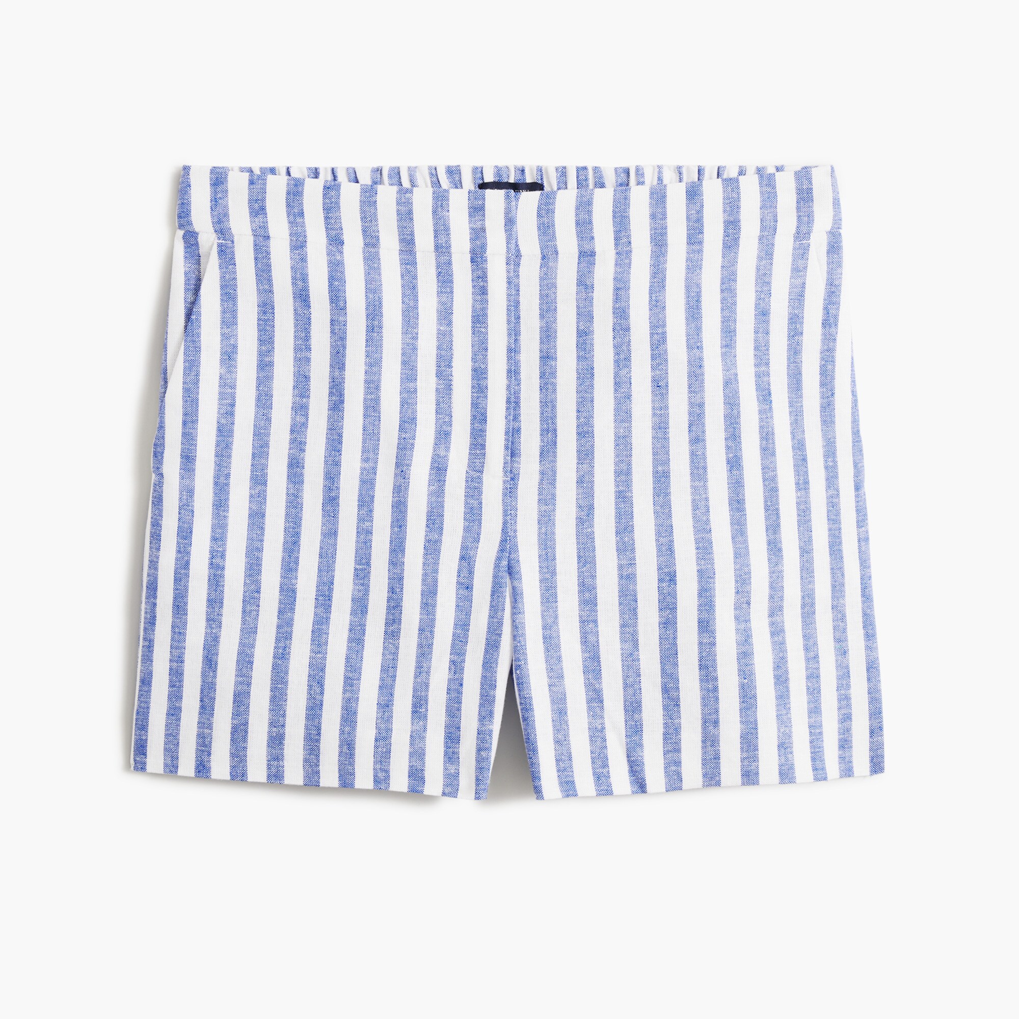Linen-blend elastic-back short