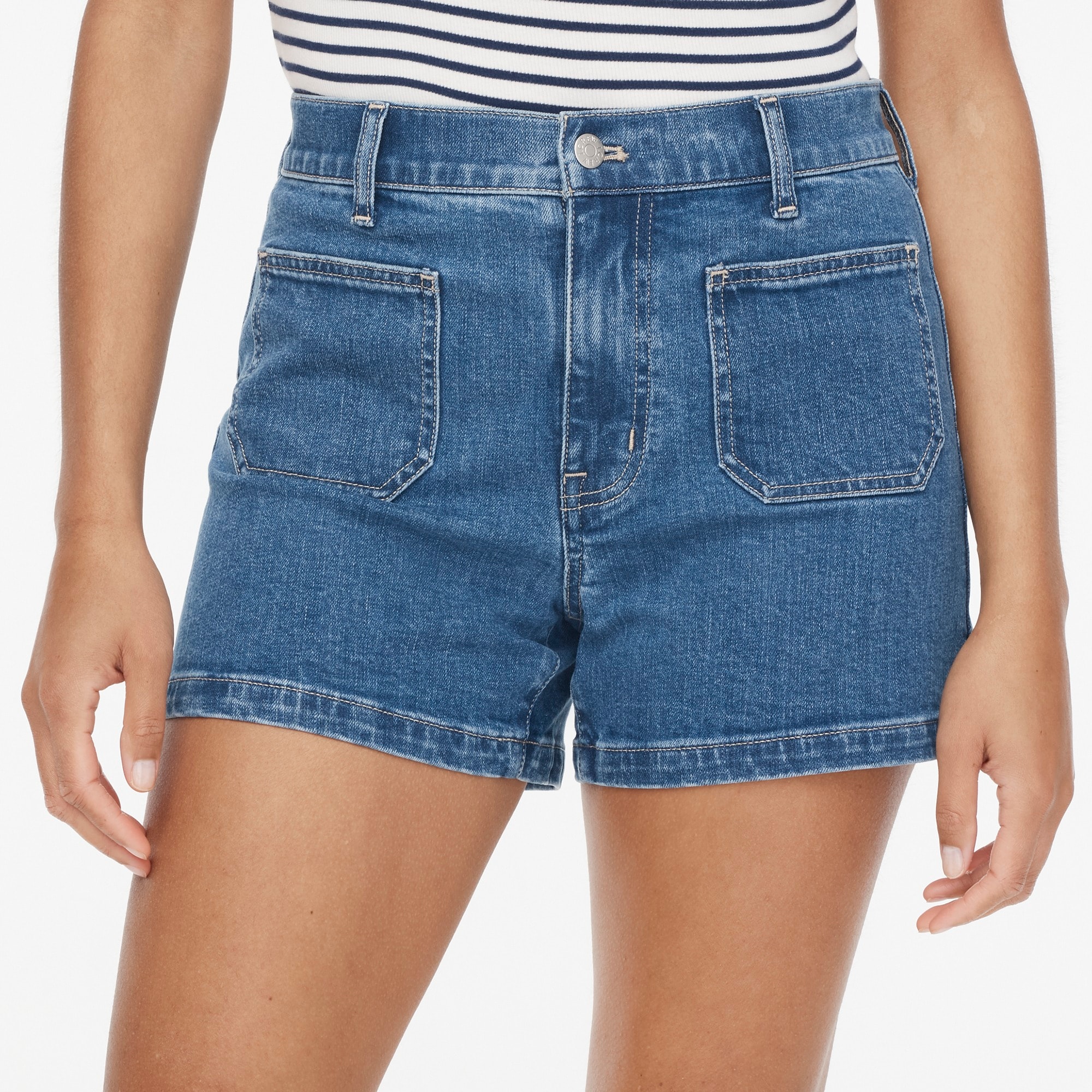 Sailor patch-pocket denim short