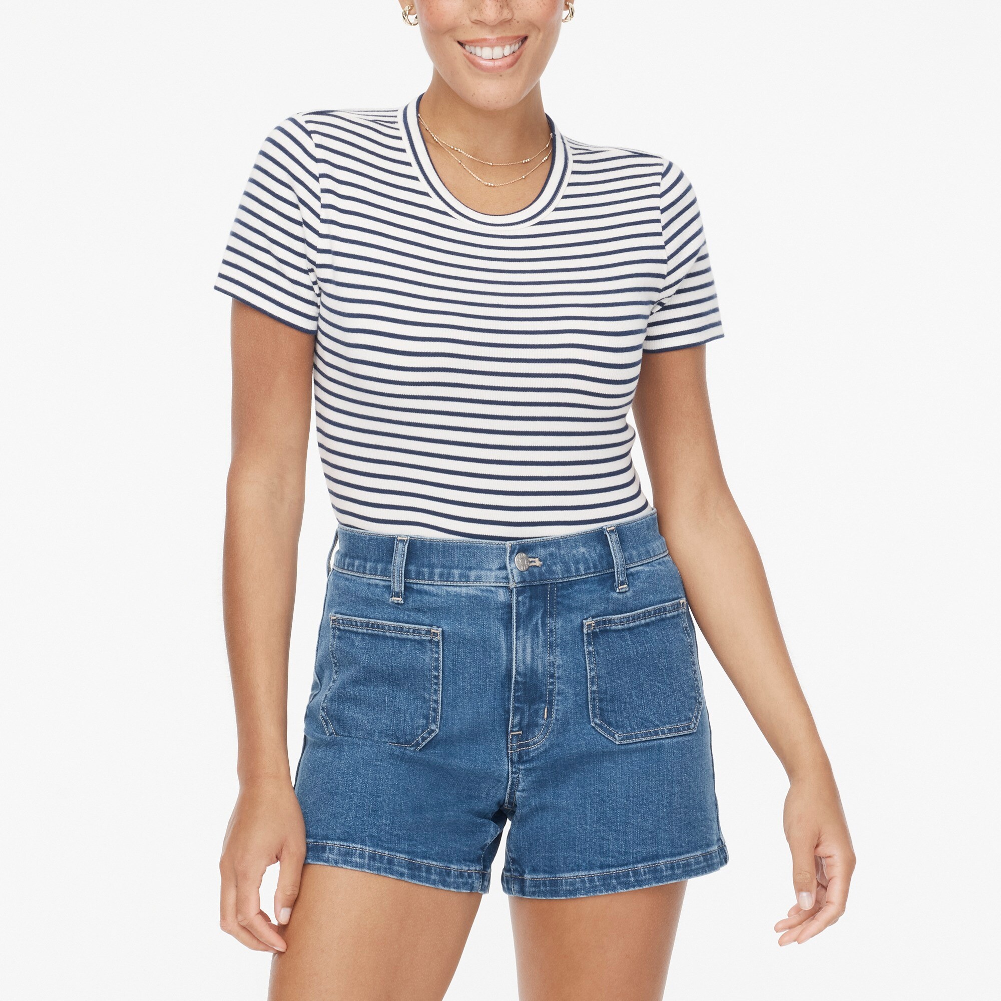 Sailor patch-pocket denim short