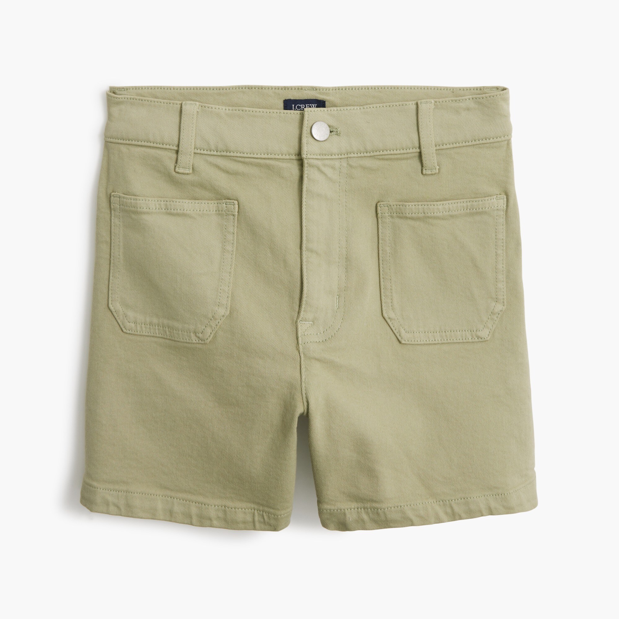 garment-dyed patch-pocket denim short for women