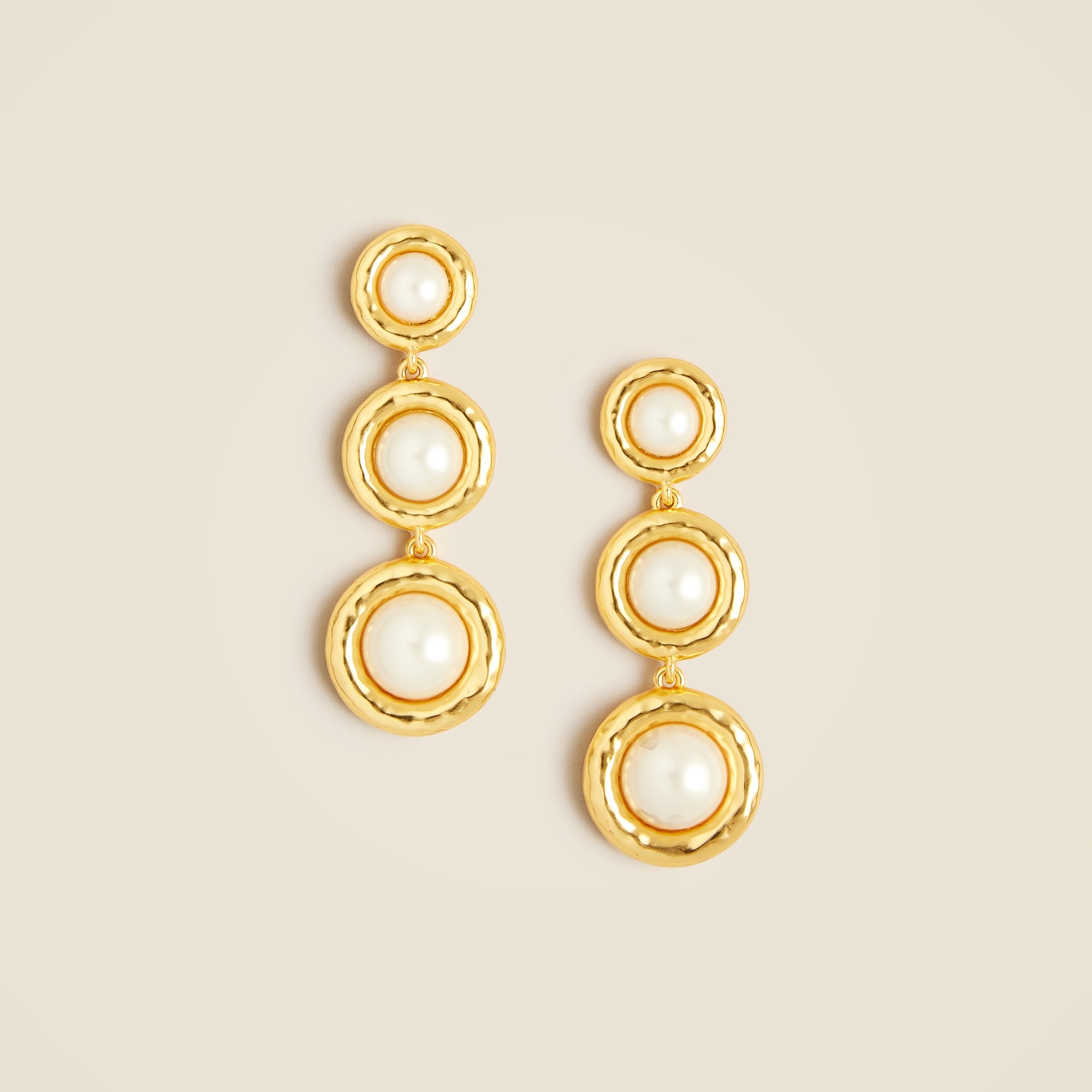  Inset pearl tiered earrings