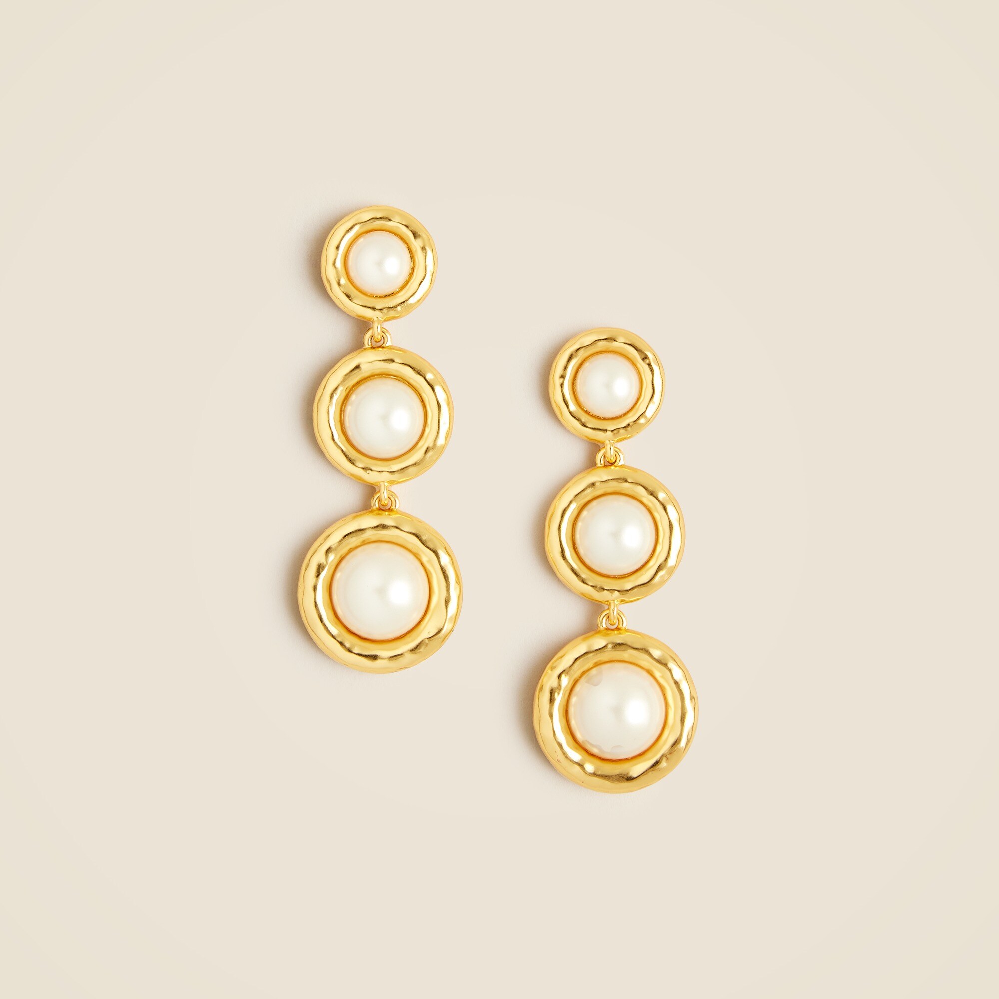 womens Inset pearl tiered earrings