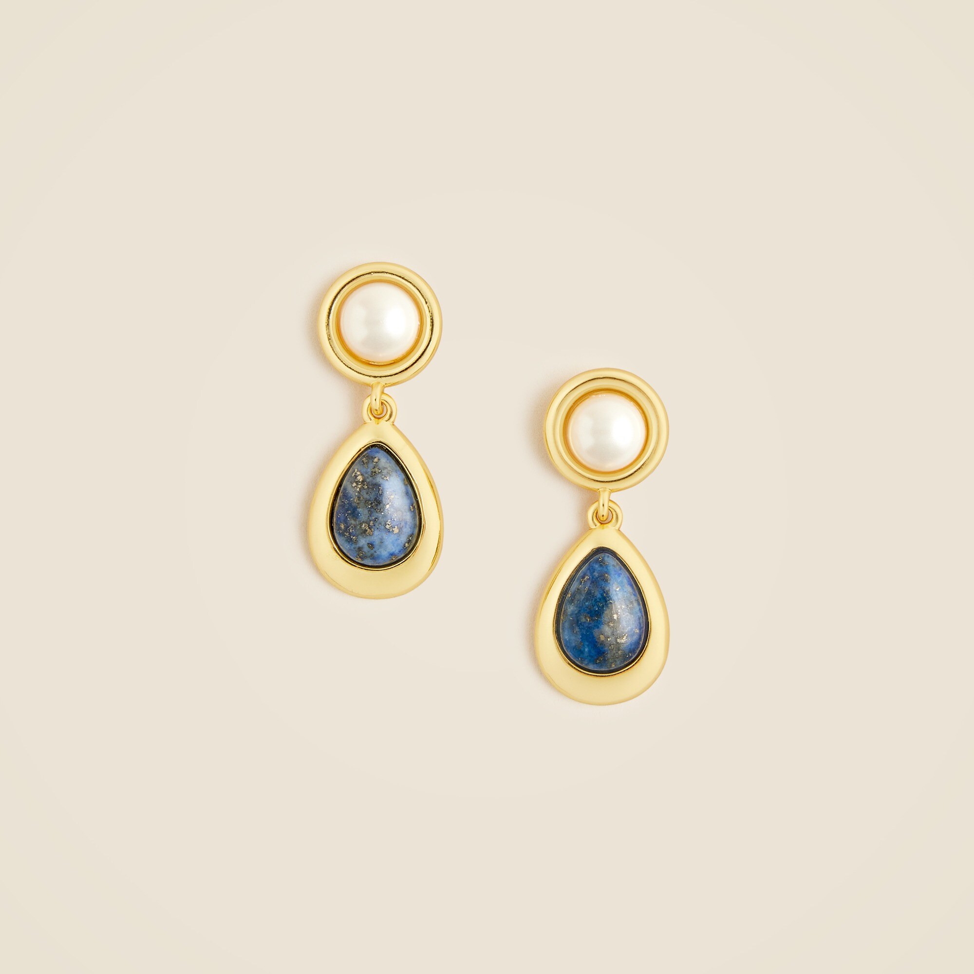 Pearl and stone drop earrings