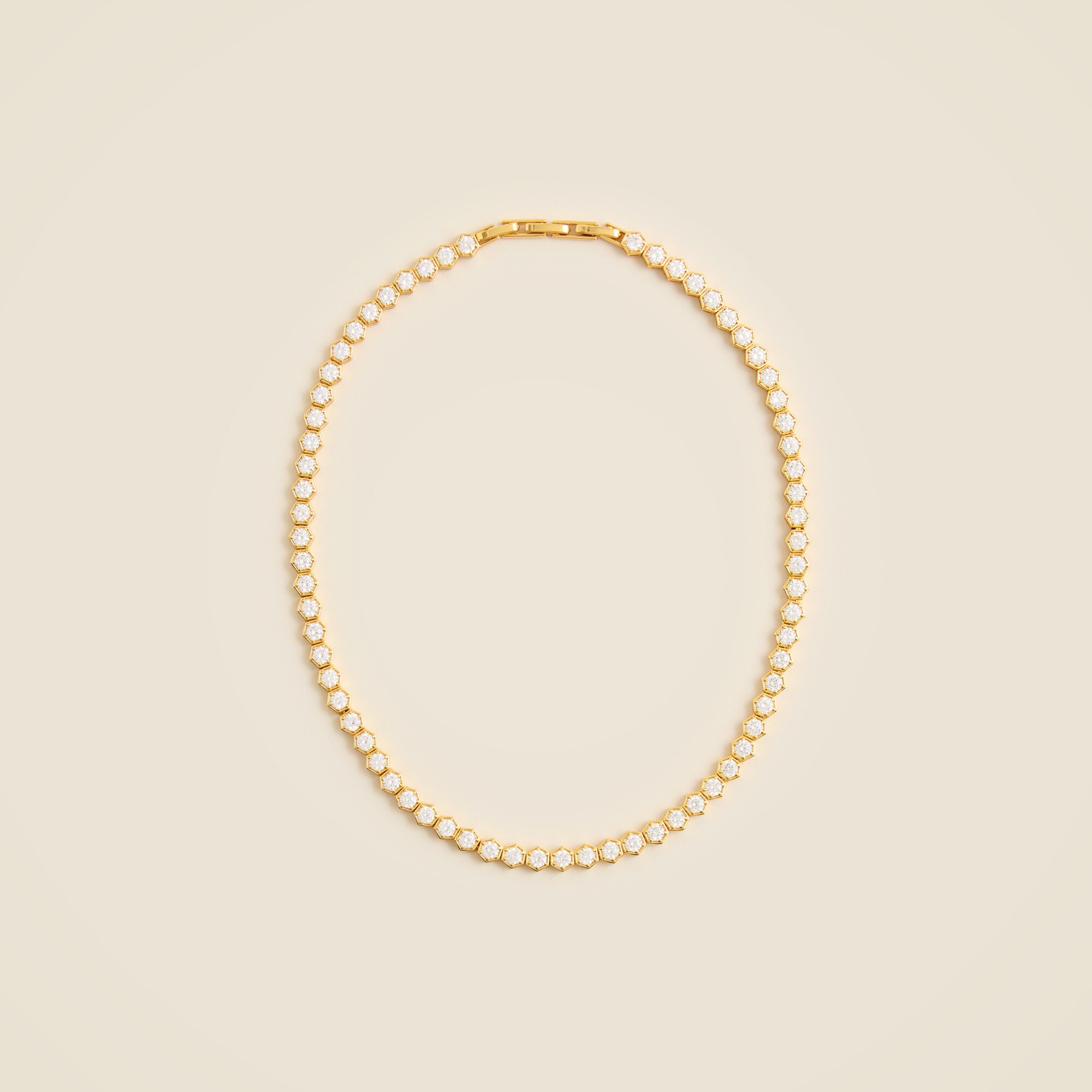 womens Hexagon cubic zirconia bezel-set tennis necklace