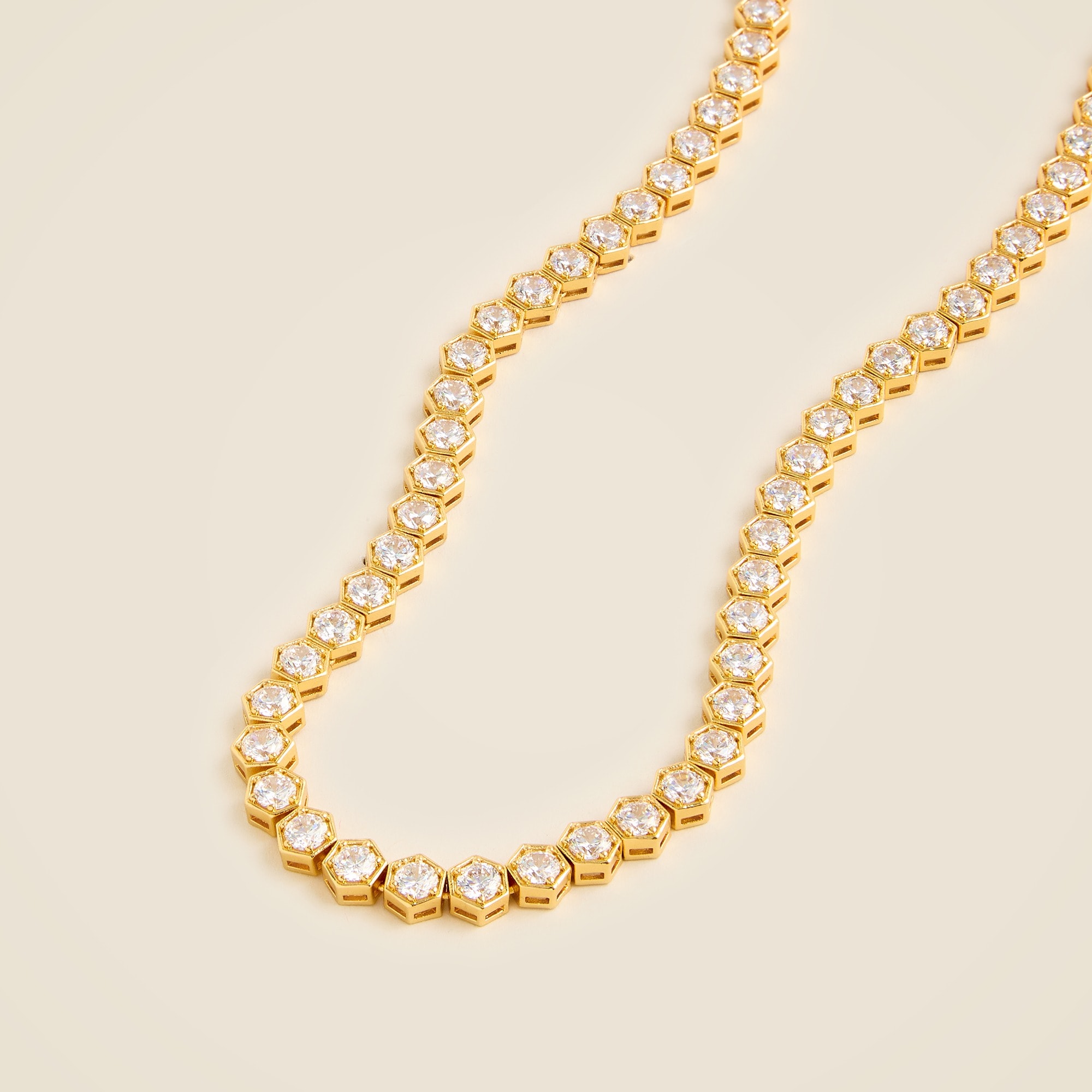 J.Crew: Hexagon Cubic Zirconia Bezel-set Tennis Necklace For