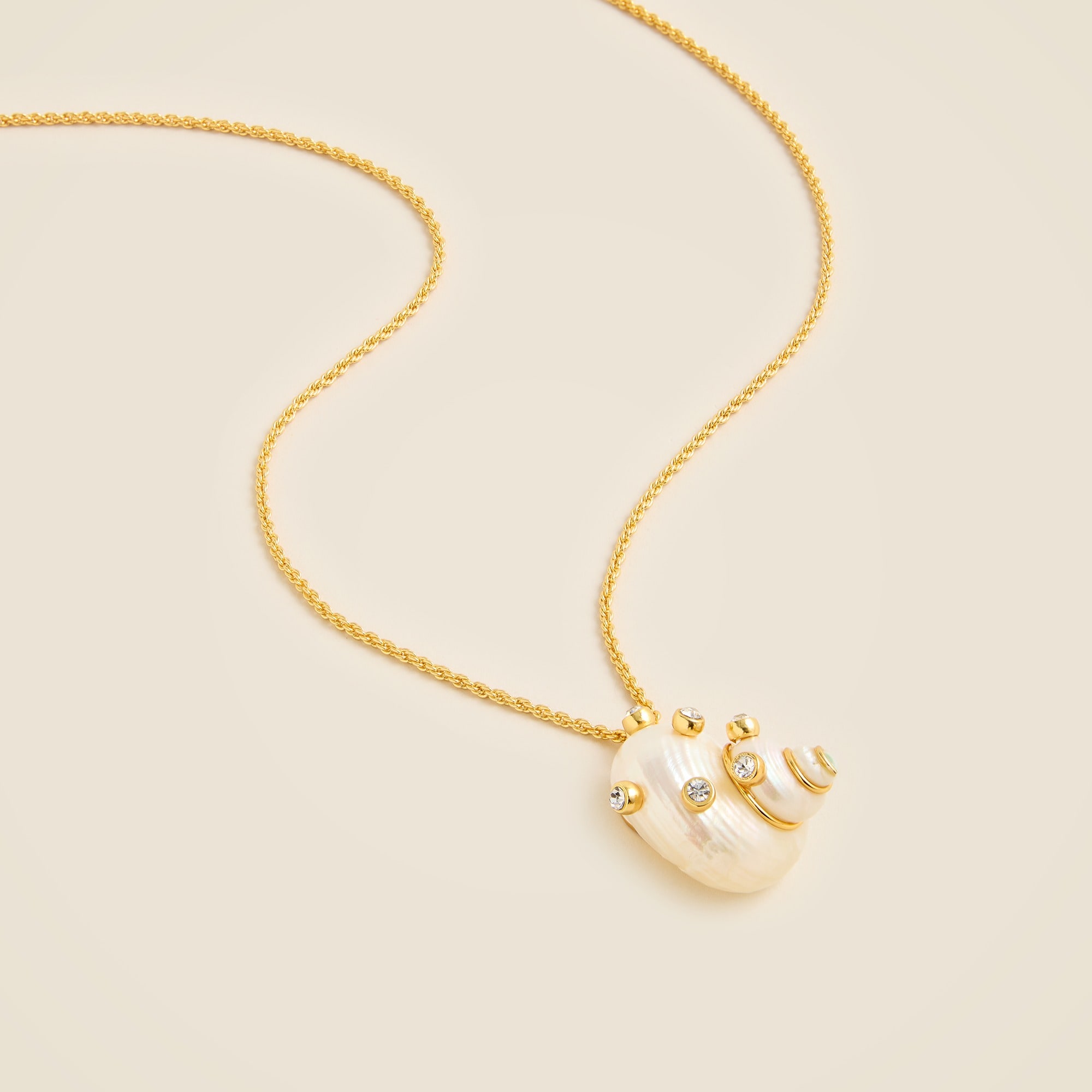 Seashell pendant necklace with crystals