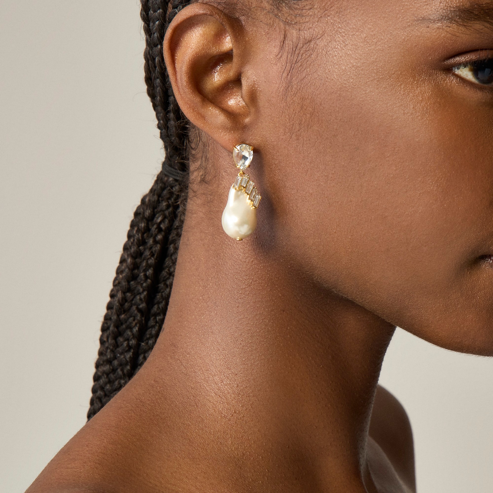 womens Pearl and crystal drop earrings