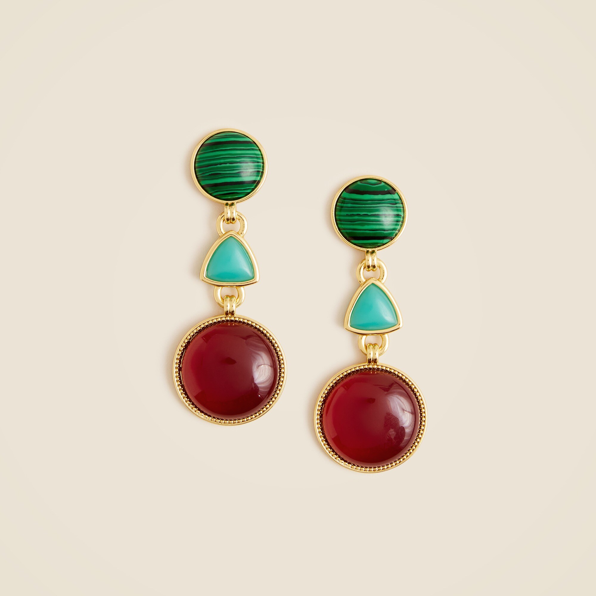 Geometric stone drop earrings