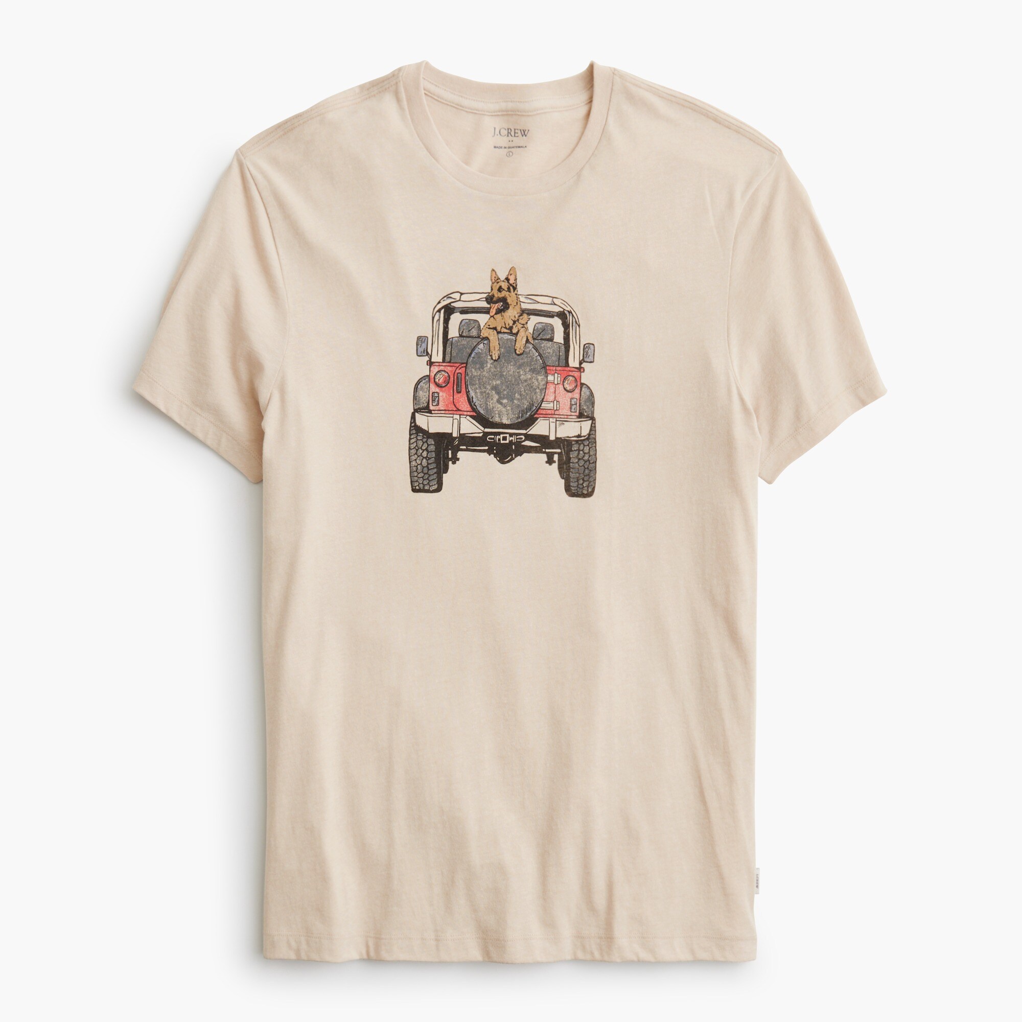 german shepherd in jeep graphic tee for men