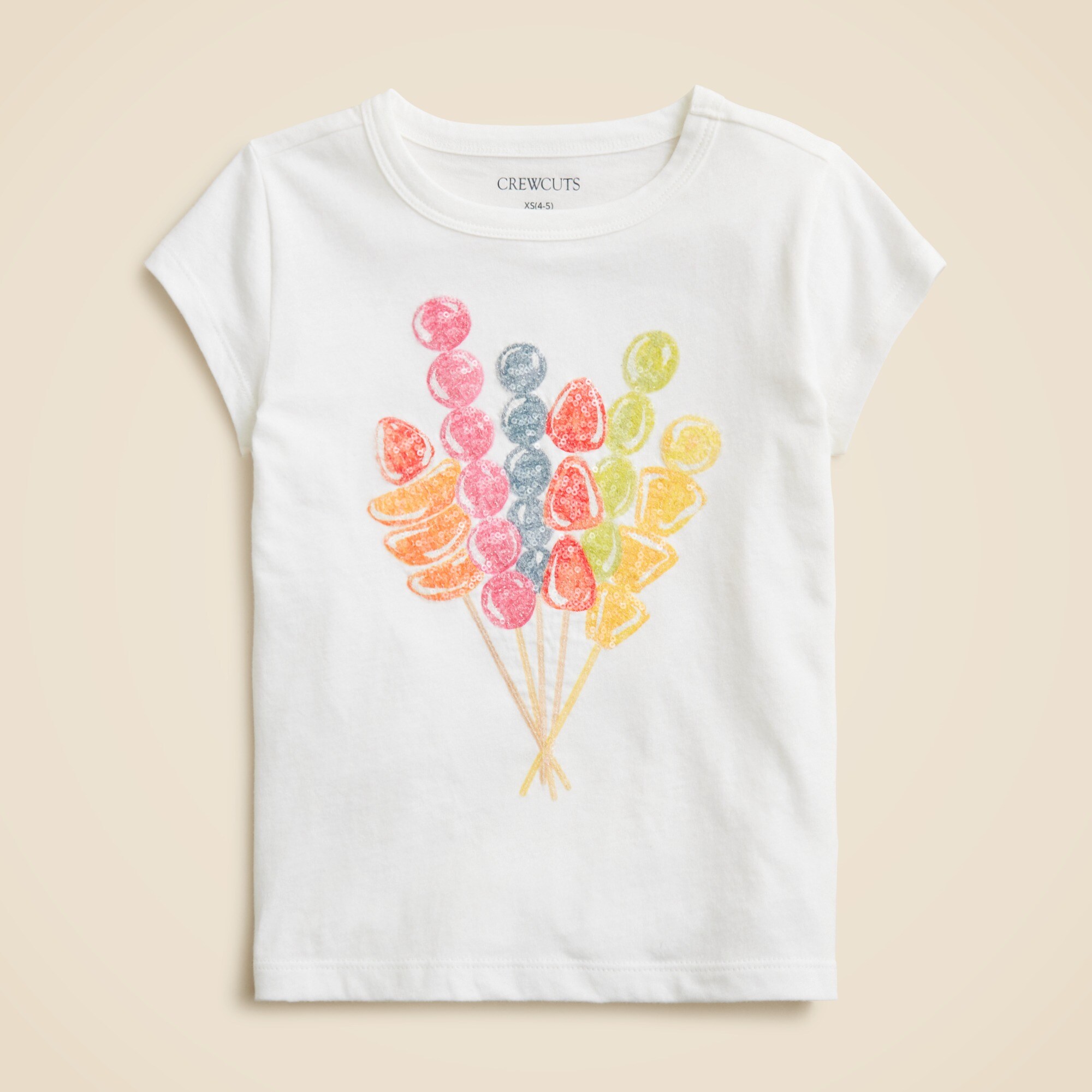 girls Girls' short-sleeve tanghulu graphic T-shirt with sequins