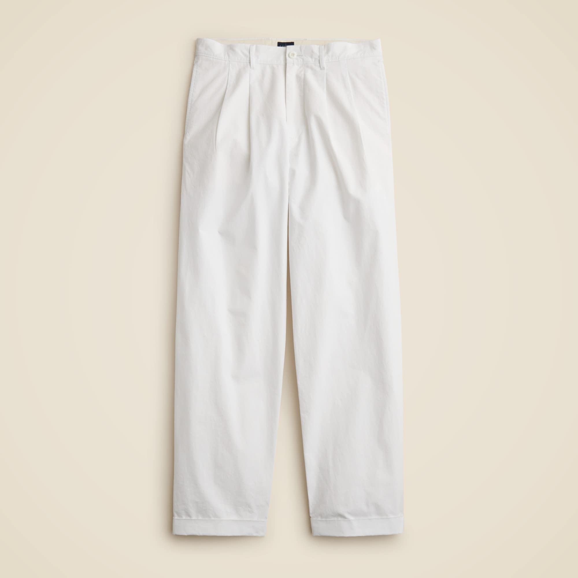 Relaxed-fit double-pleated cotton poplin chino pant