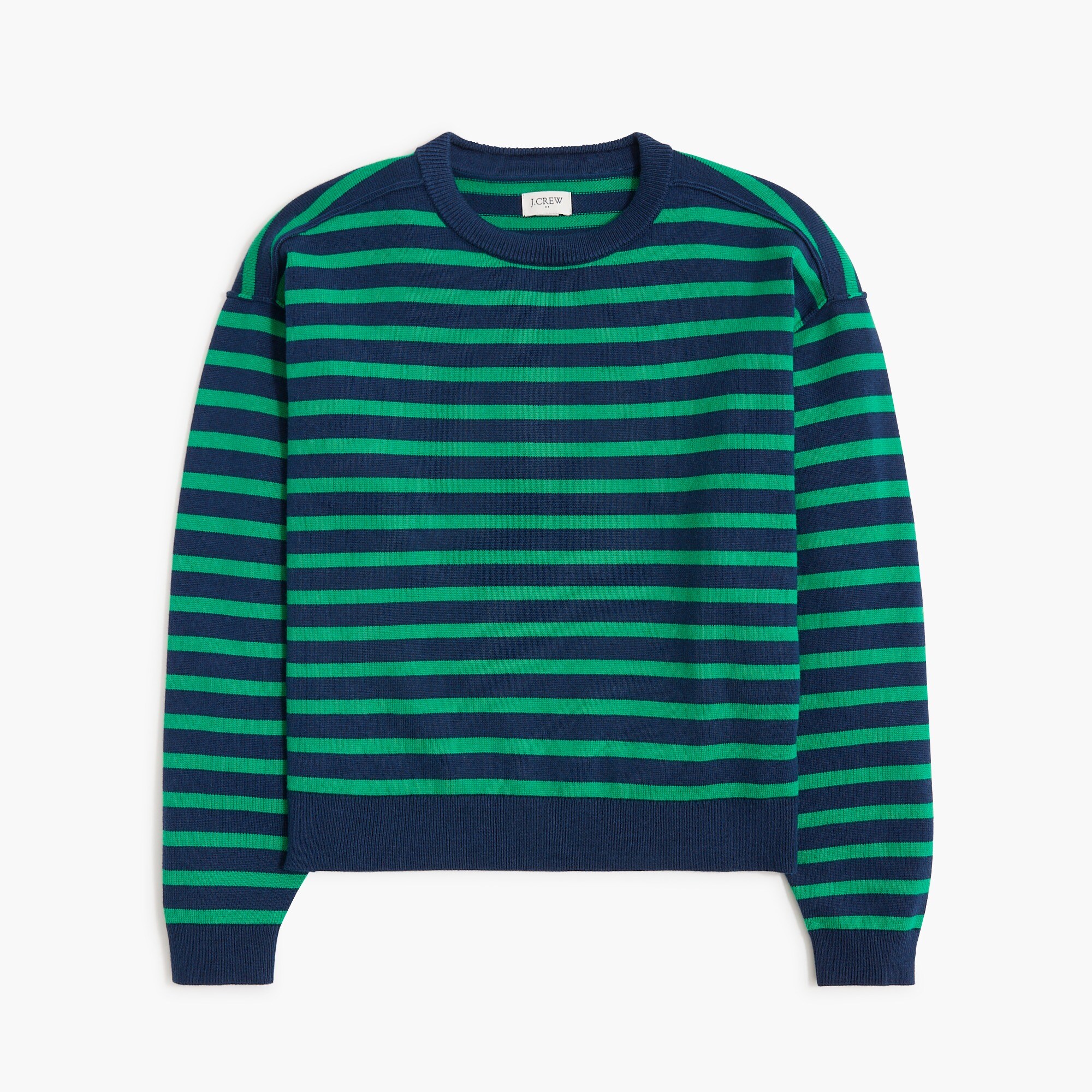 factory: striped drop-shoulder pullover for women