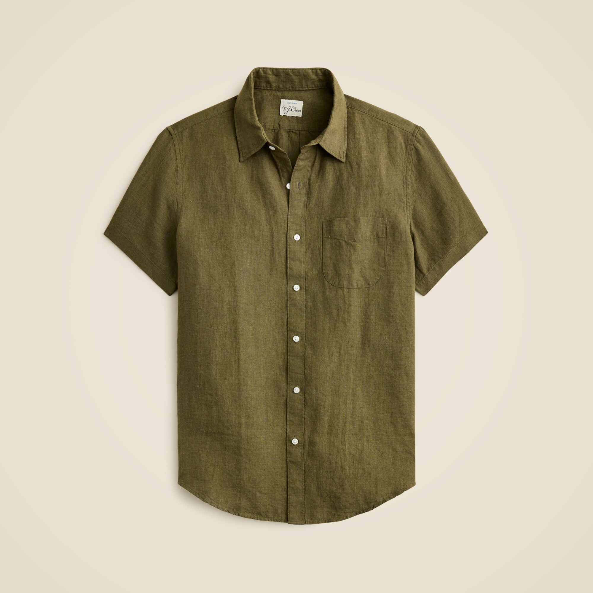 mens Short-sleeve linen point-collar shirt