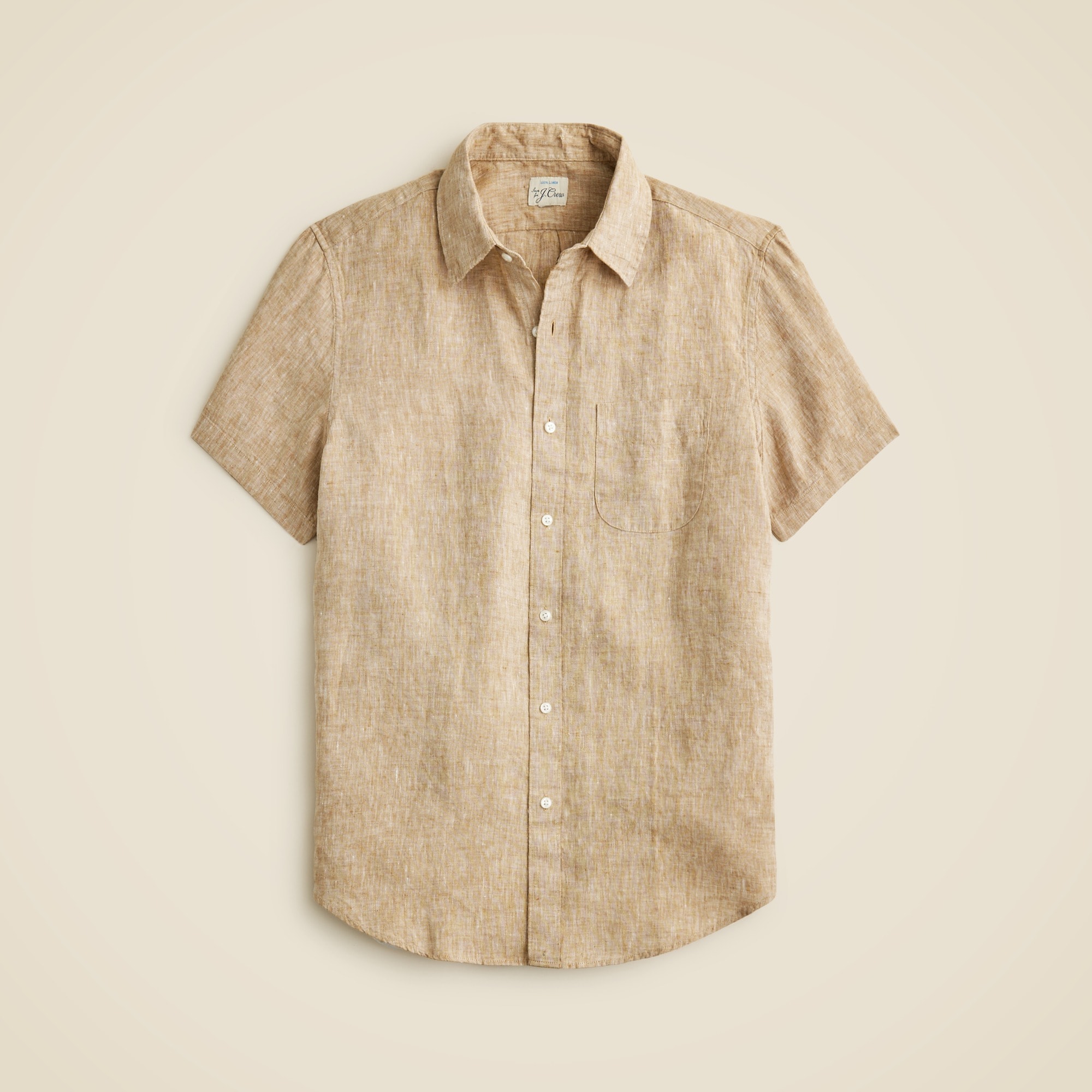 mens Short-sleeve linen point-collar shirt