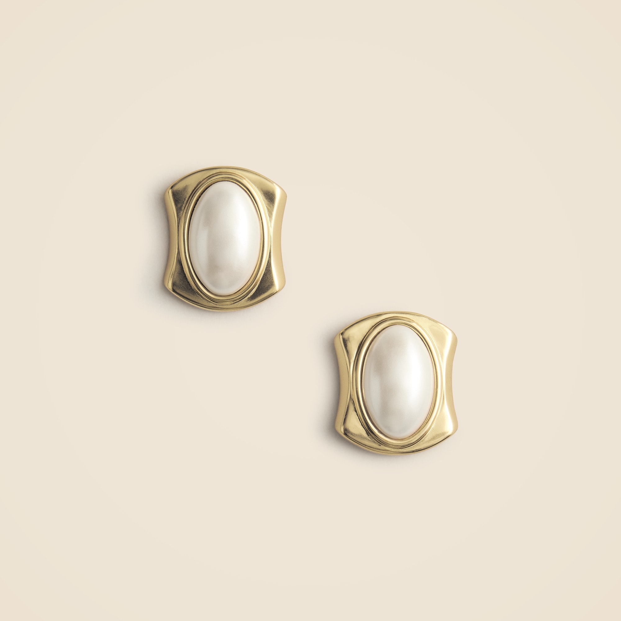 womens Square pearl stud earrings
