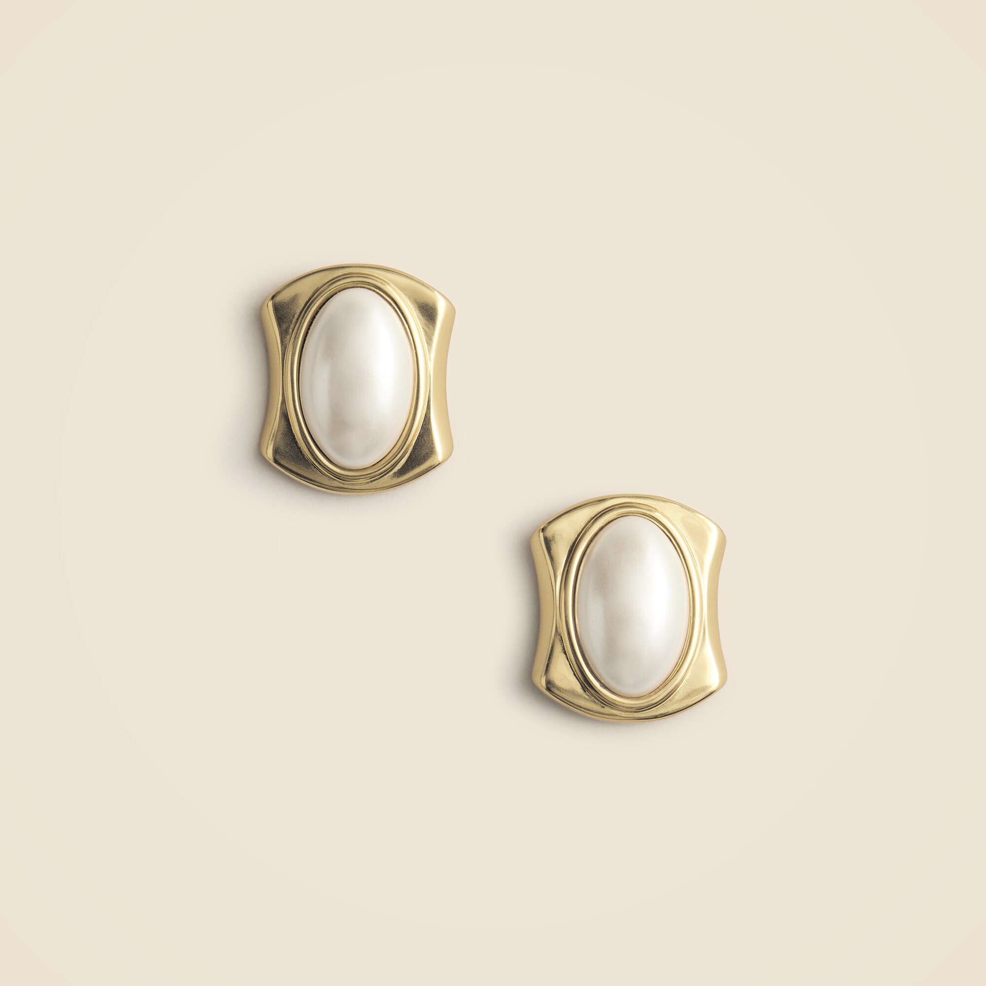 womens Square pearl stud earrings