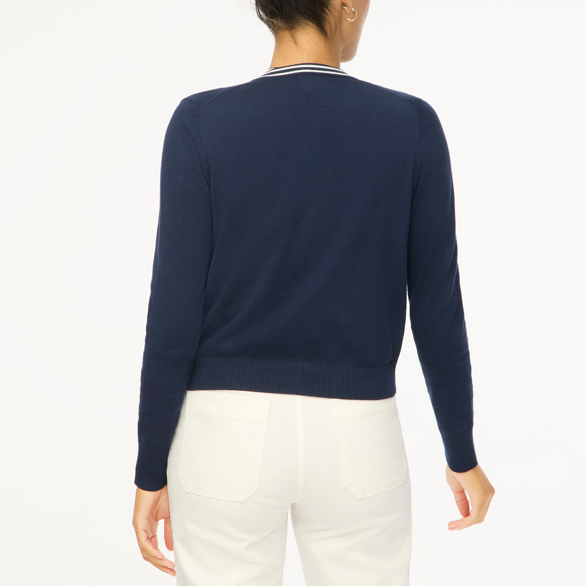 Contrast-trim cardigan sweater