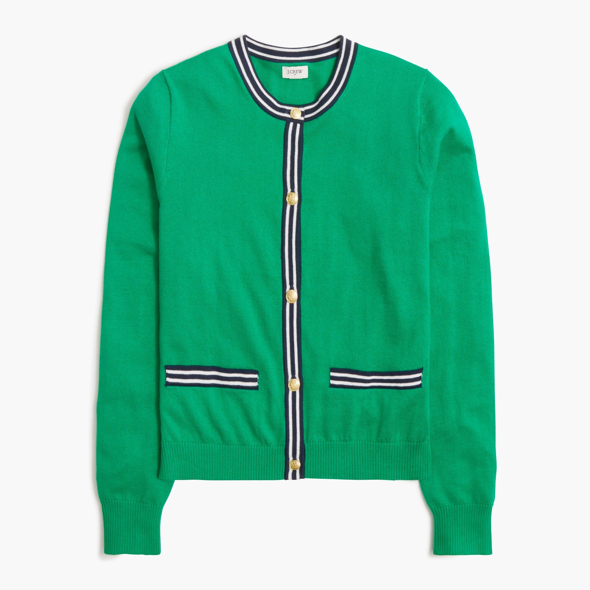 Contrast-trim cardigan sweater