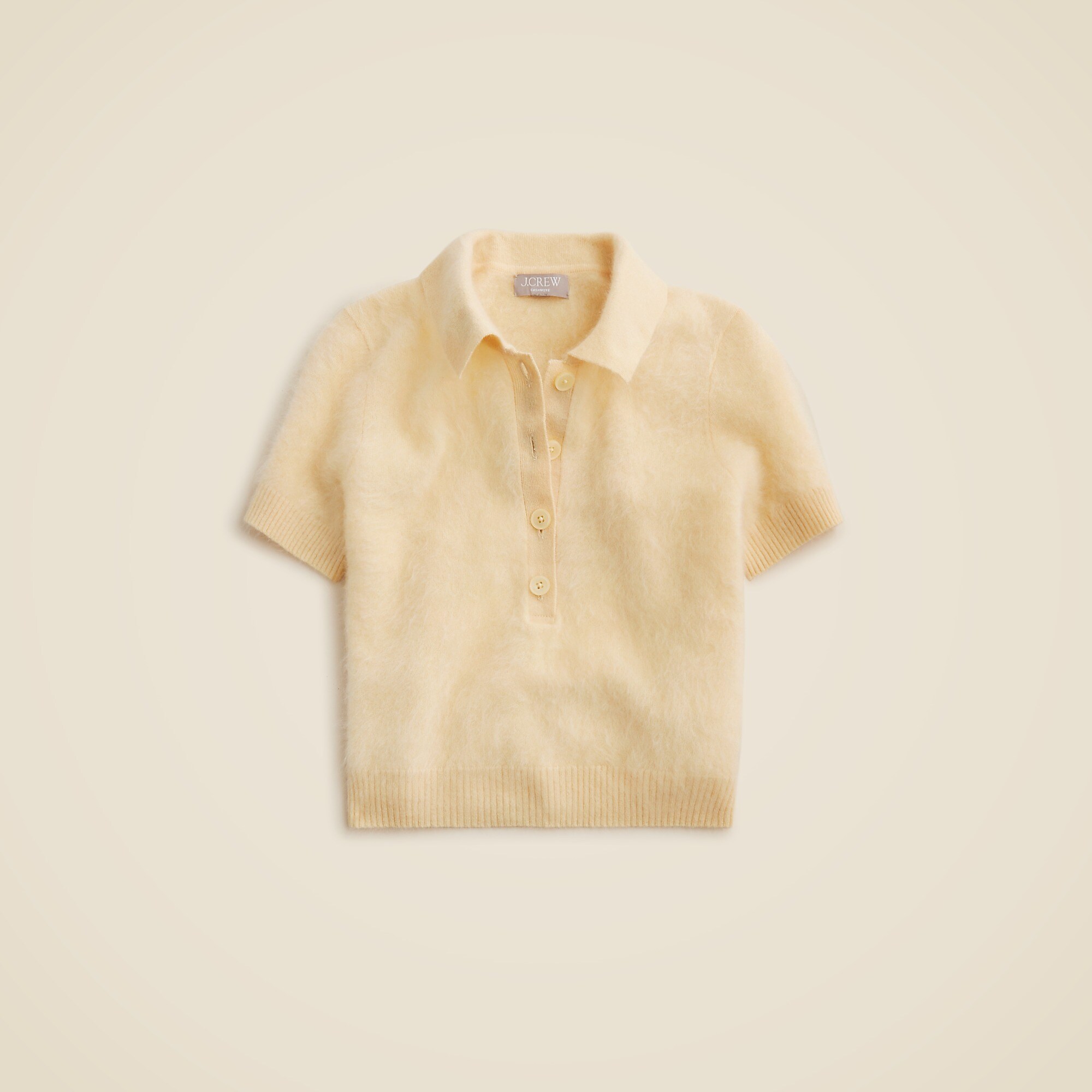 Brushed cashmere short-sleeve sweater-polo