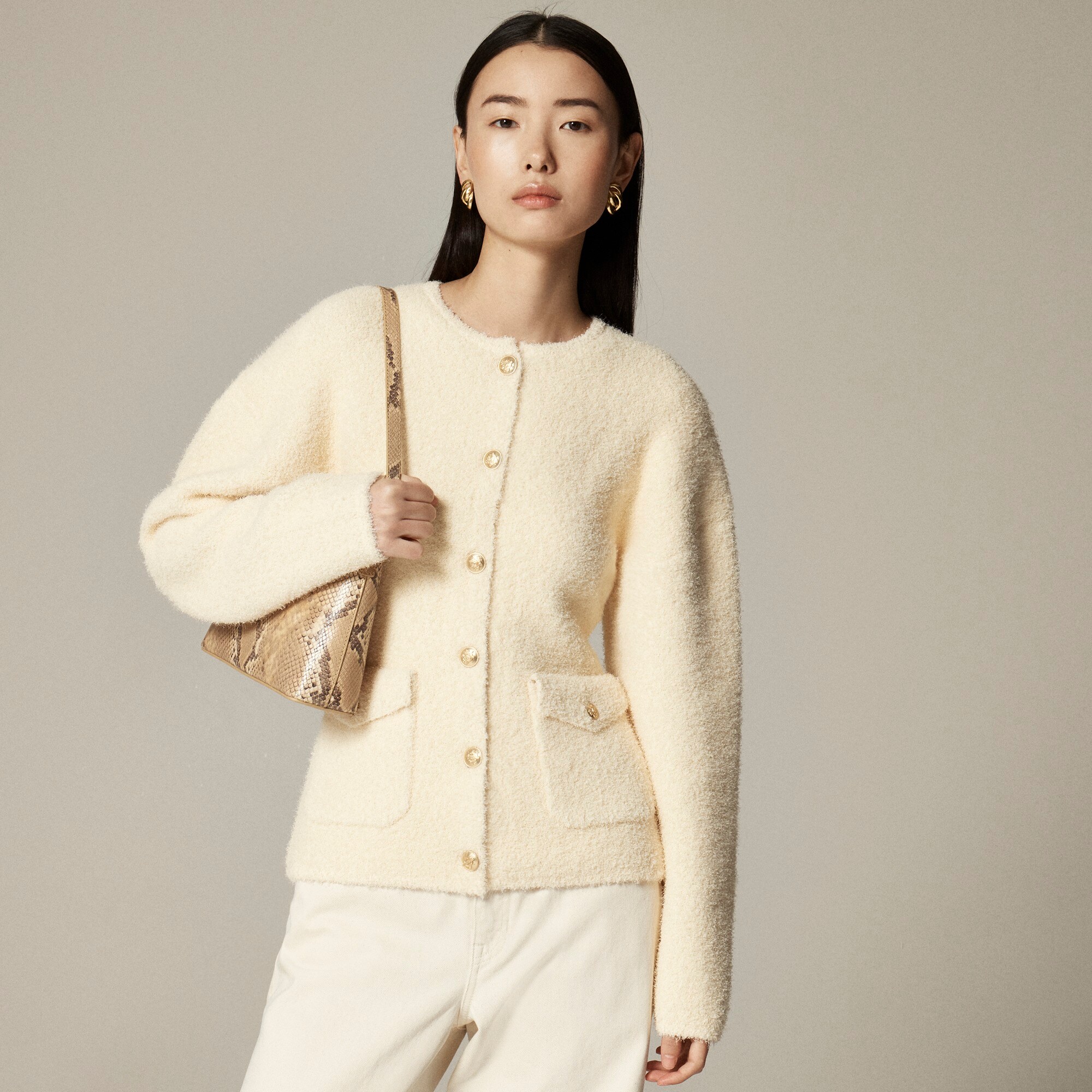 womens Cinched-waist sweater-jacket