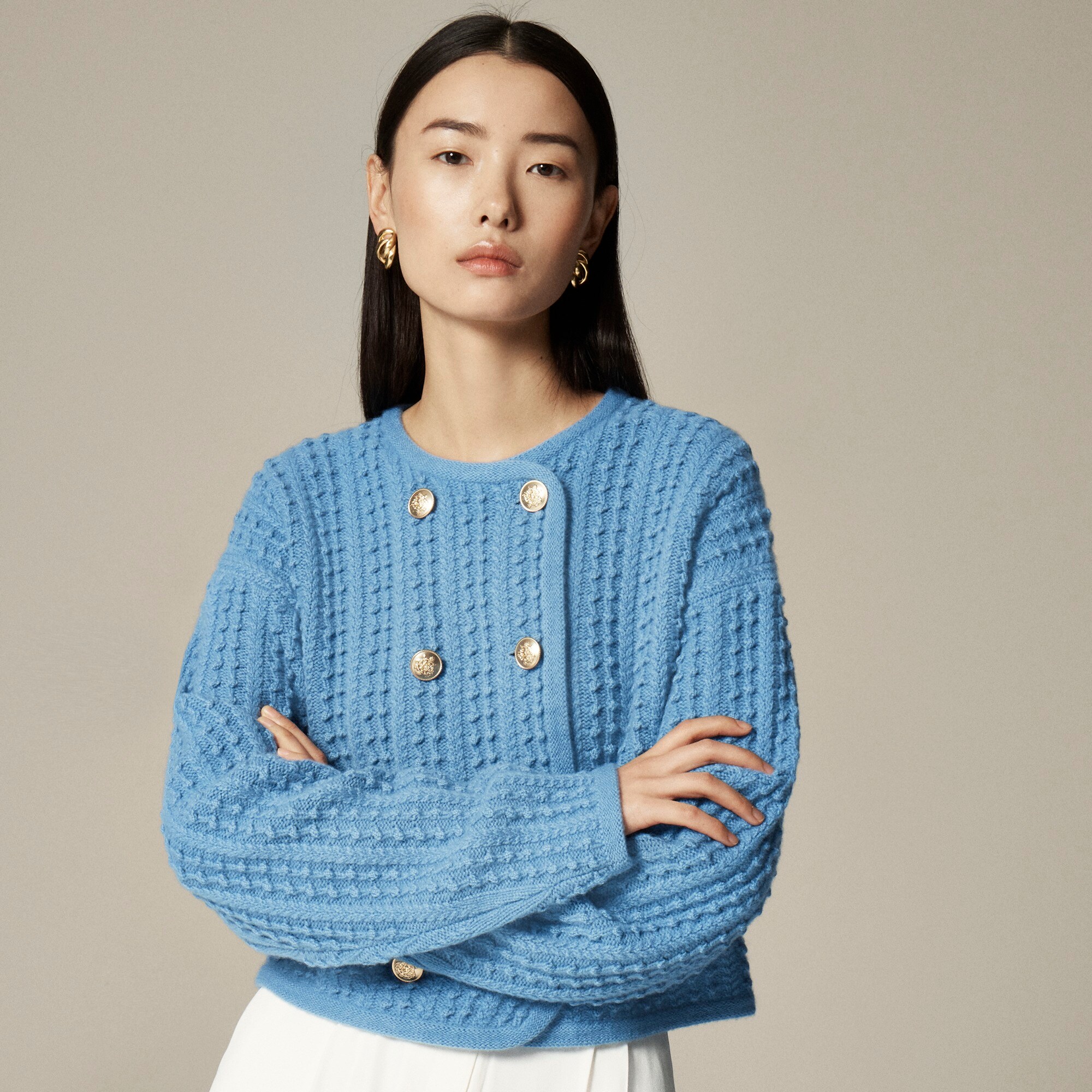 Double-breasted sweater-jacket
