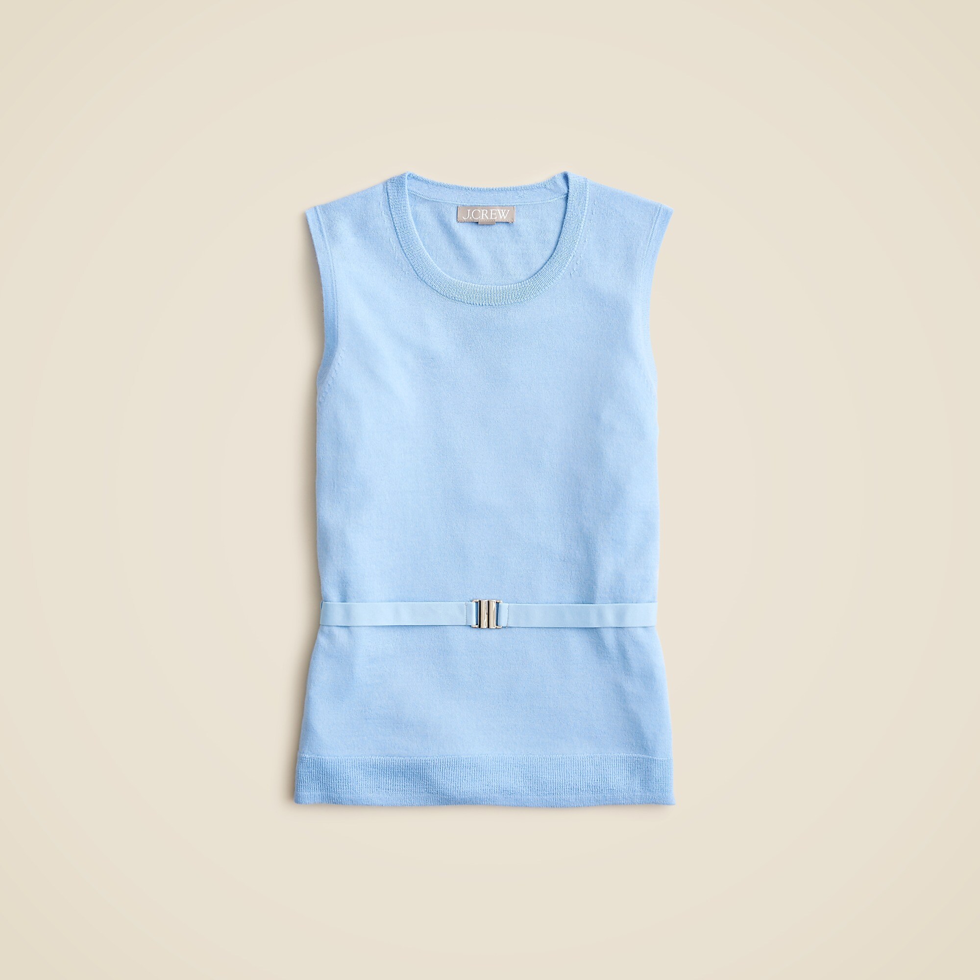Belted sweater shell in merino wool