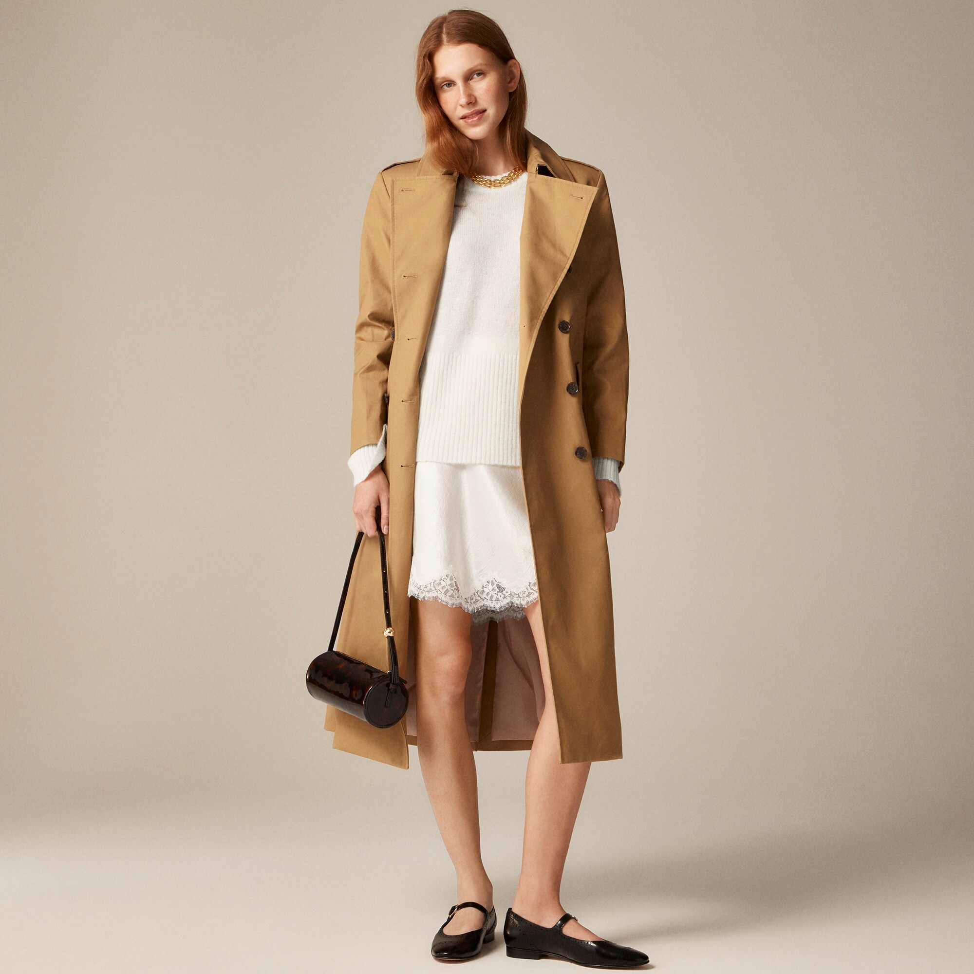 High rib pullover sweater in wool blend