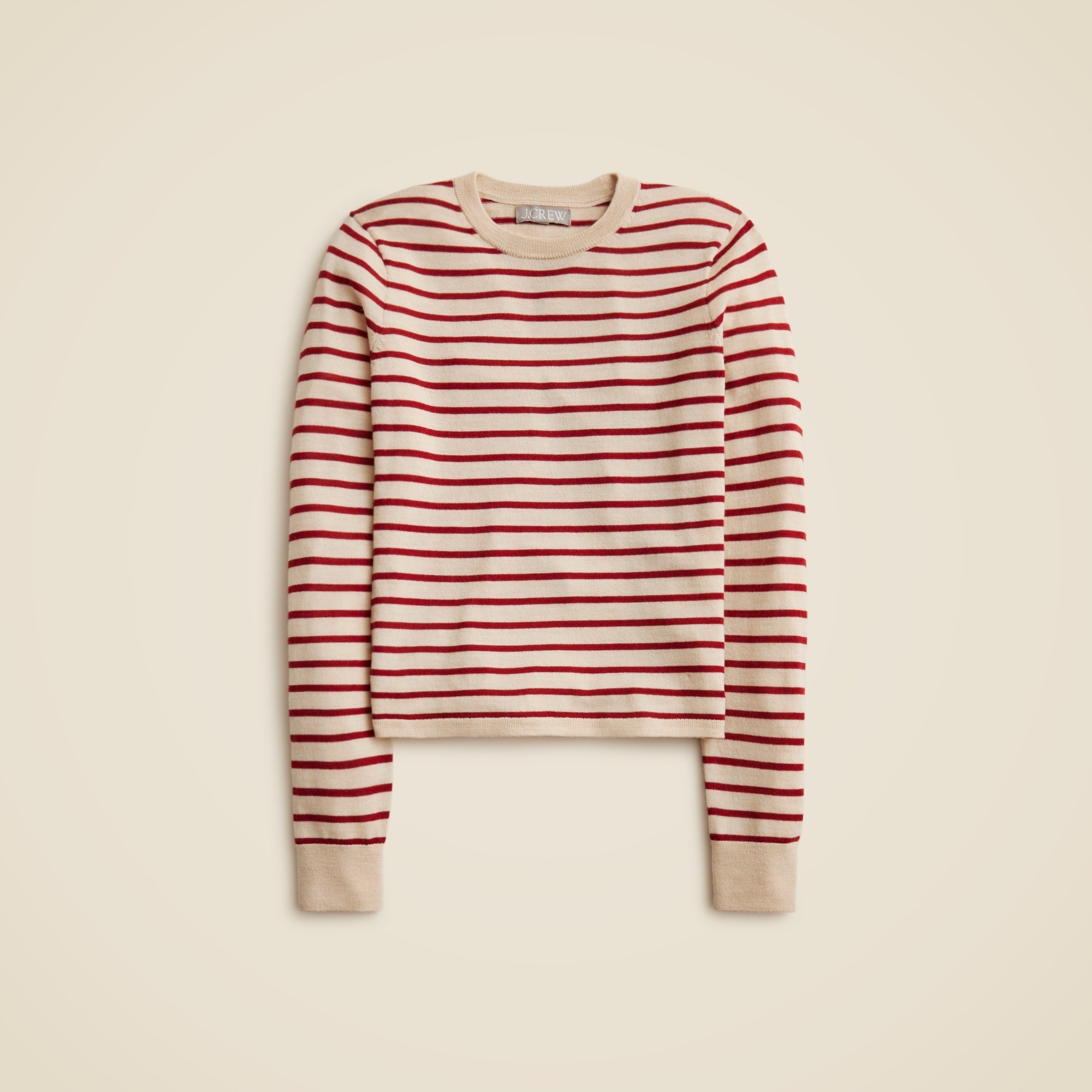 womens Carolyn fitted crewneck sweater in striped merino wool