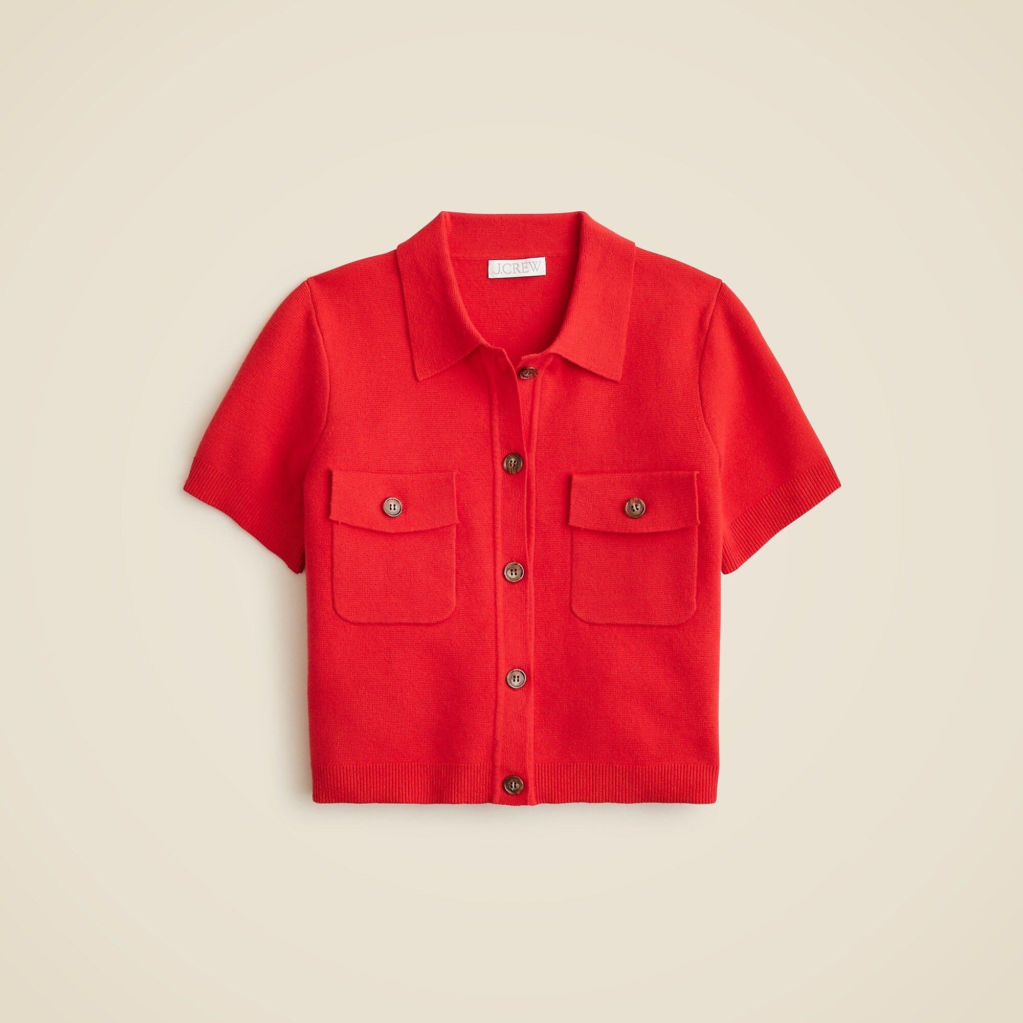 Short-sleeve pocket cardigan