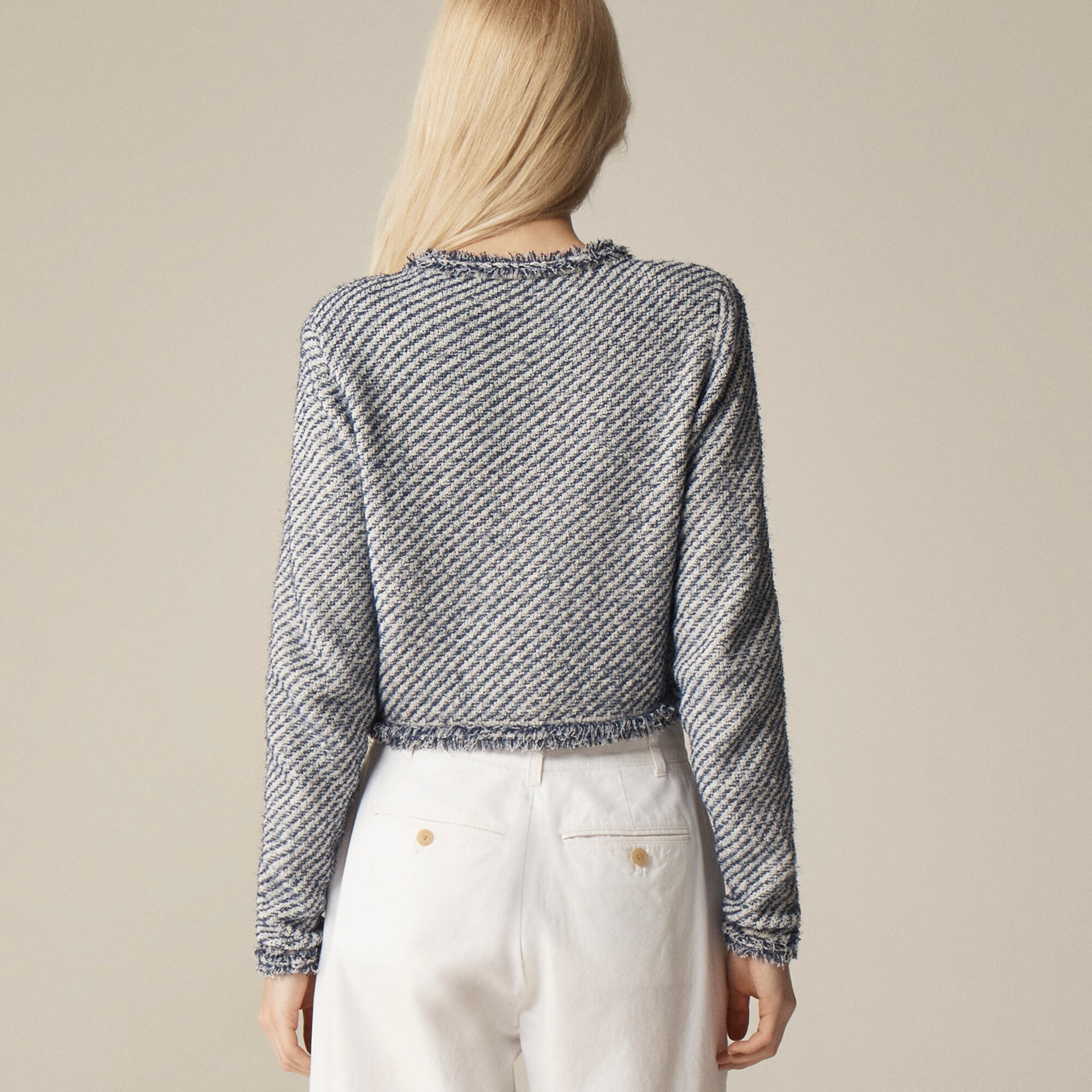 Collection cropped lady jacket in textured cotton