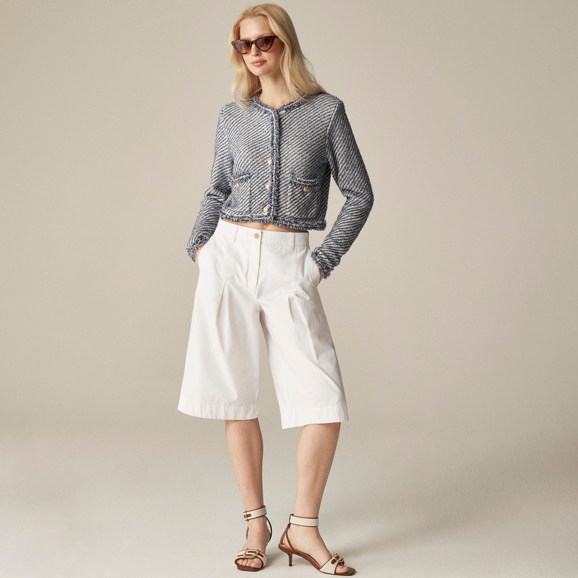  Collection cropped lady jacket in textured cotton