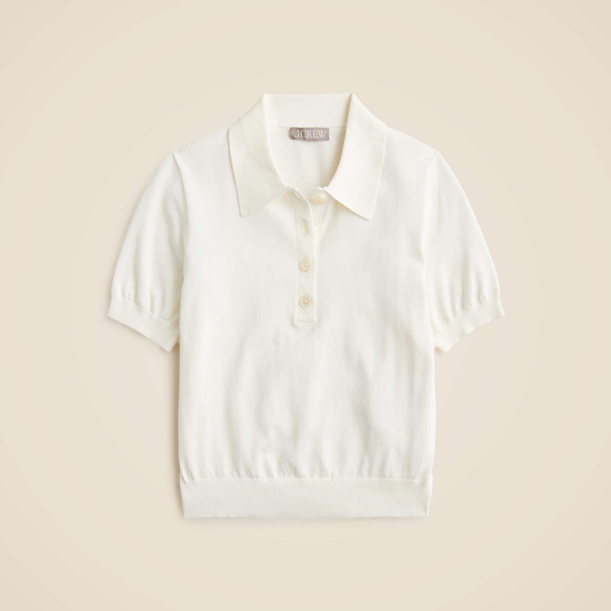 Short-sleeve sweater-polo in premium ultra-fine cotton