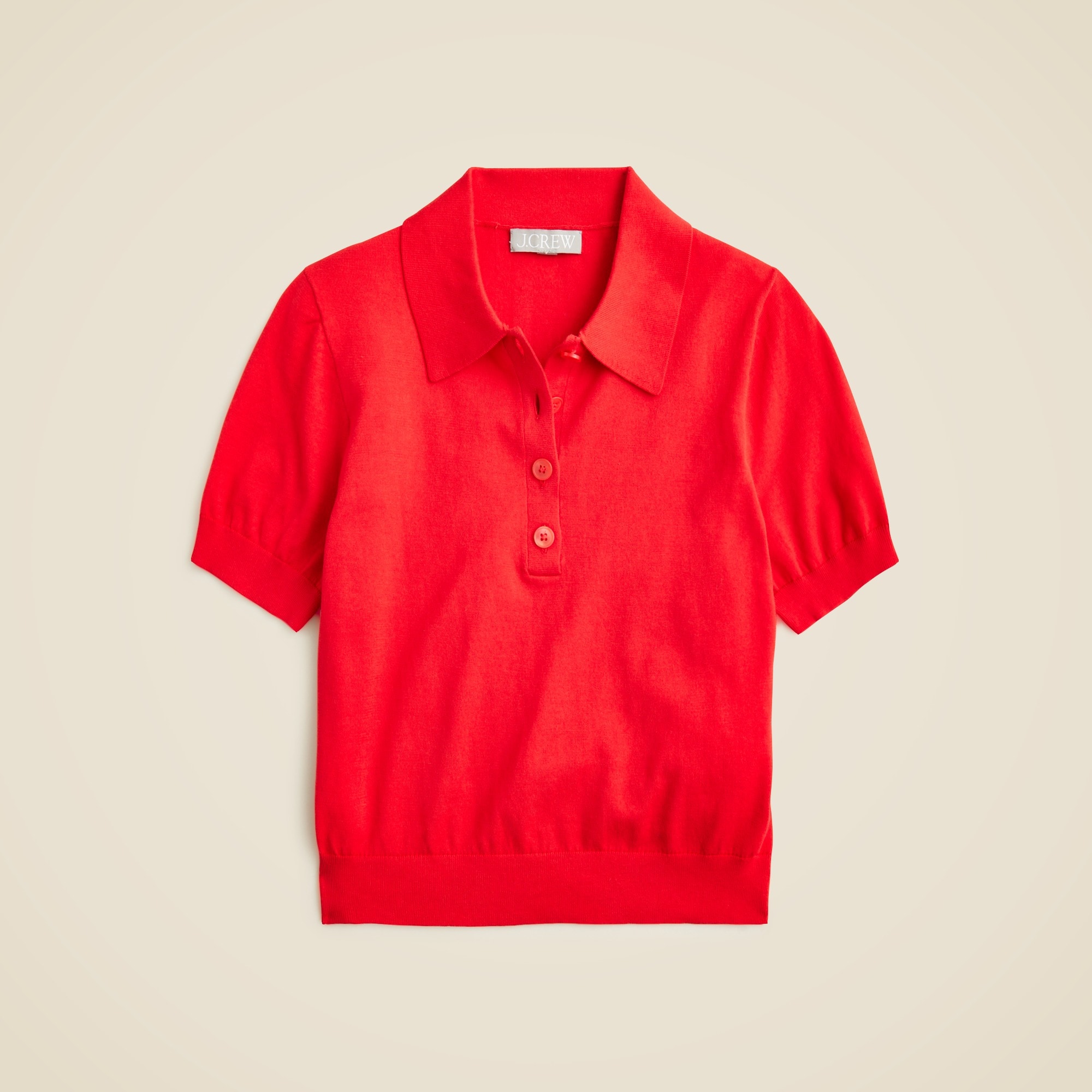 womens Short-sleeve sweater-polo in premium ultra-fine cotton