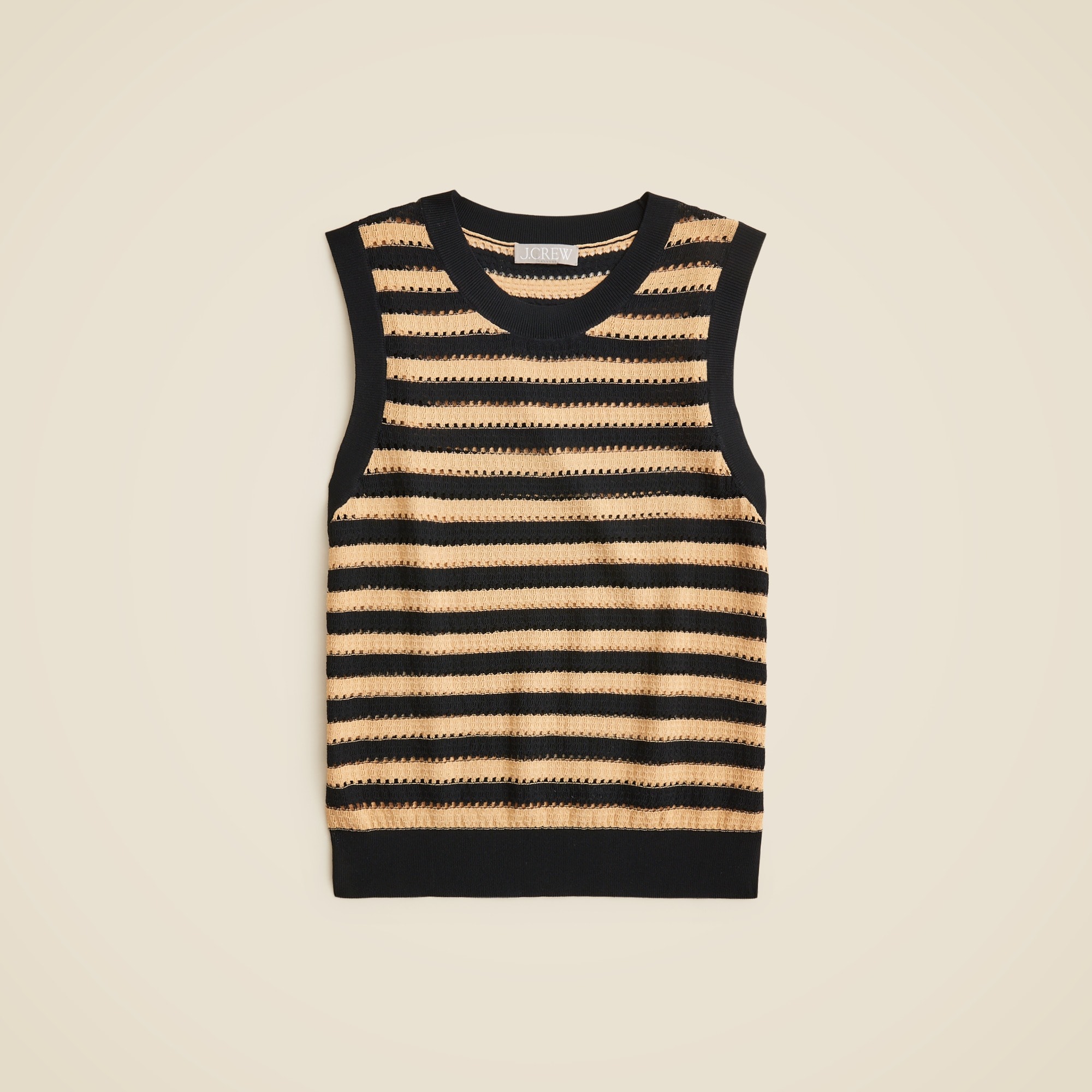 Pointelle-stitch sweater shell in stripe