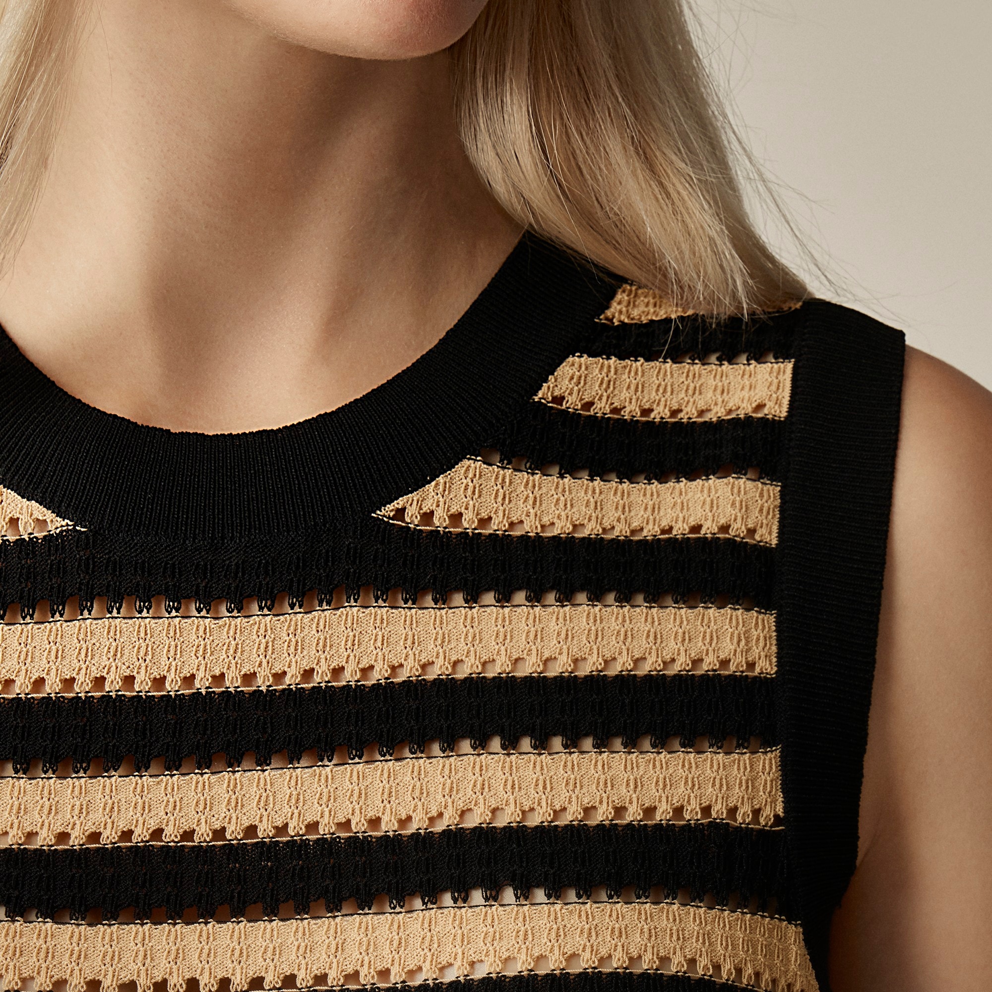 Pointelle-stitch sweater shell in stripe