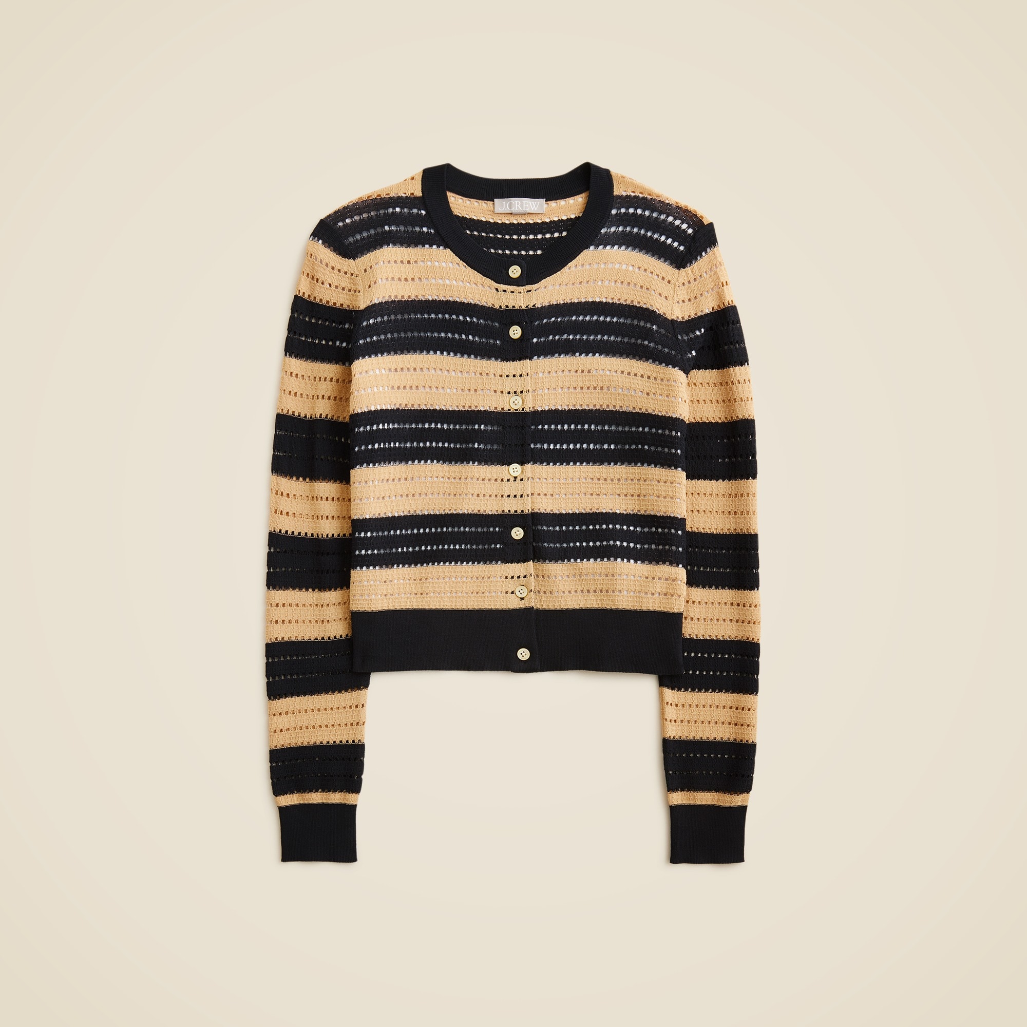 Pointelle-stitch cardigan in stripe