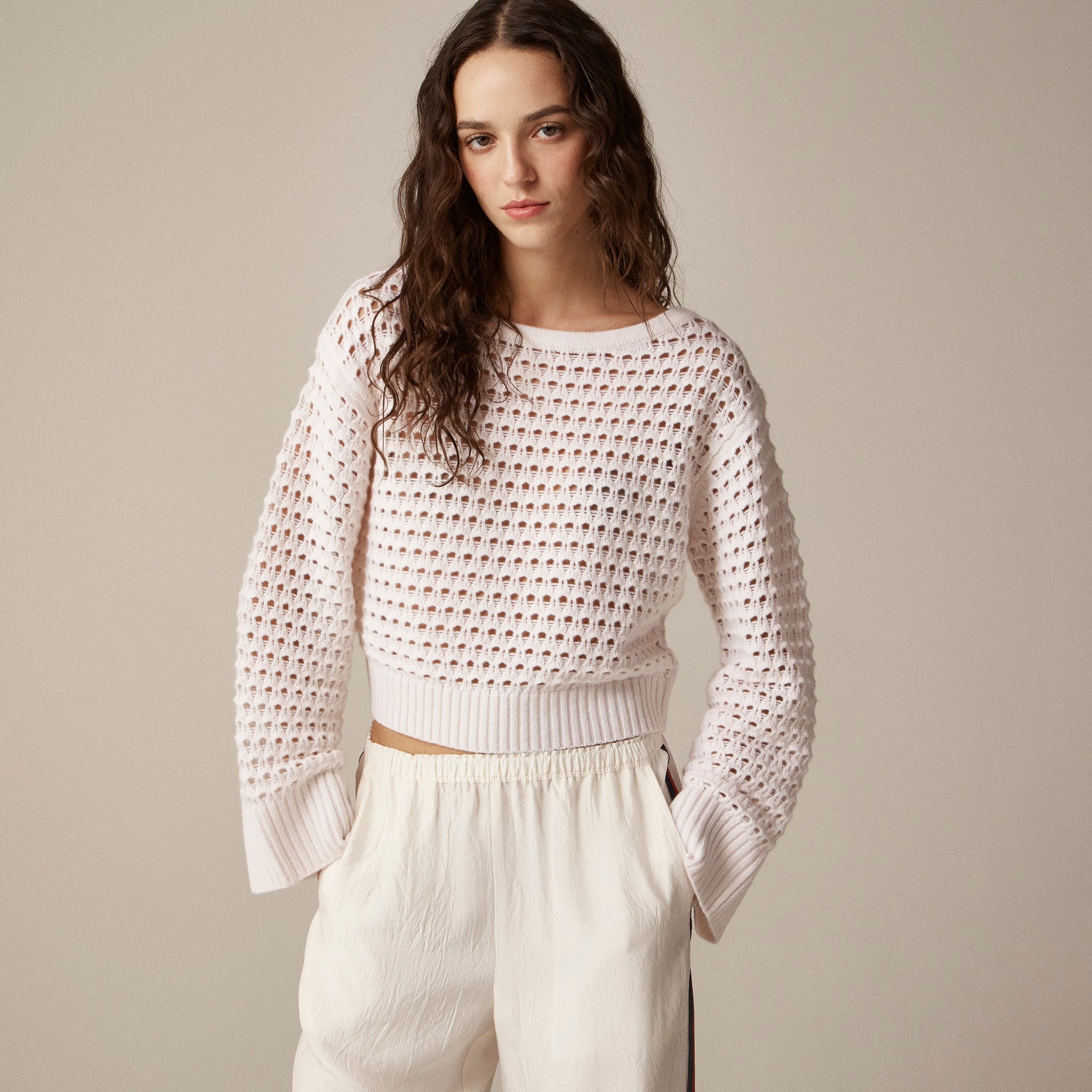 womens Cashmere pointelle boatneck sweater