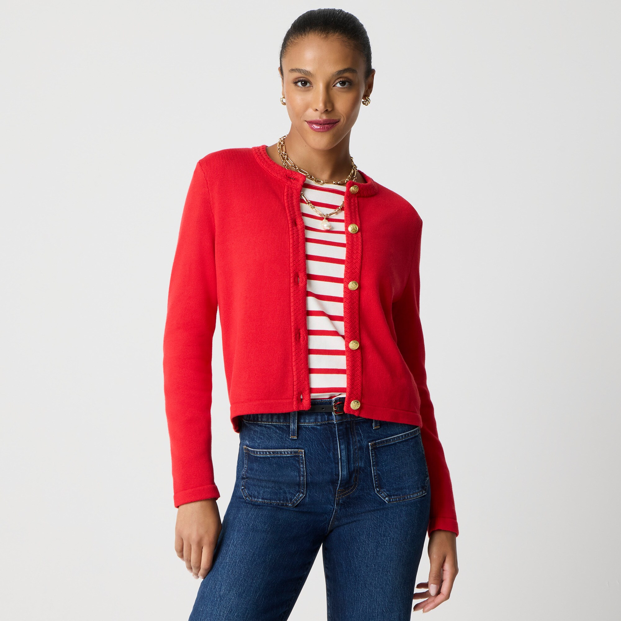  Cotton-blend cardigan sweater lady jacket