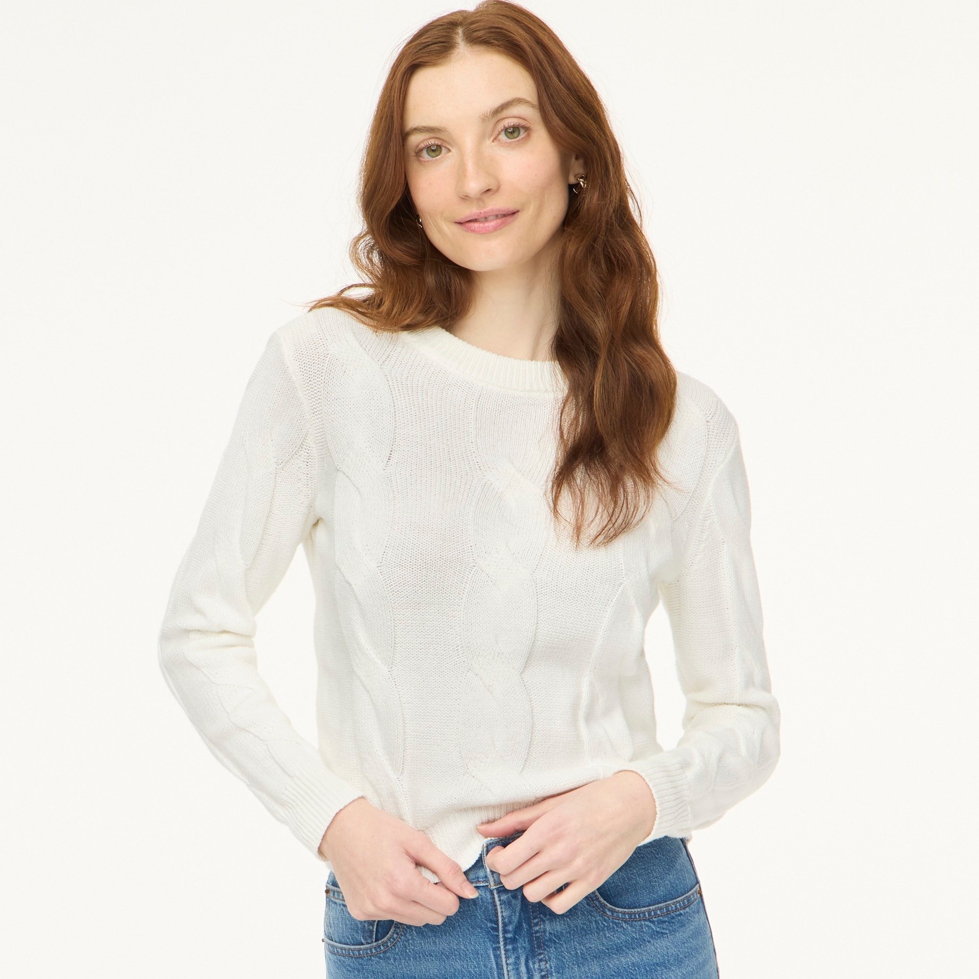 womens Cable crewneck sweater