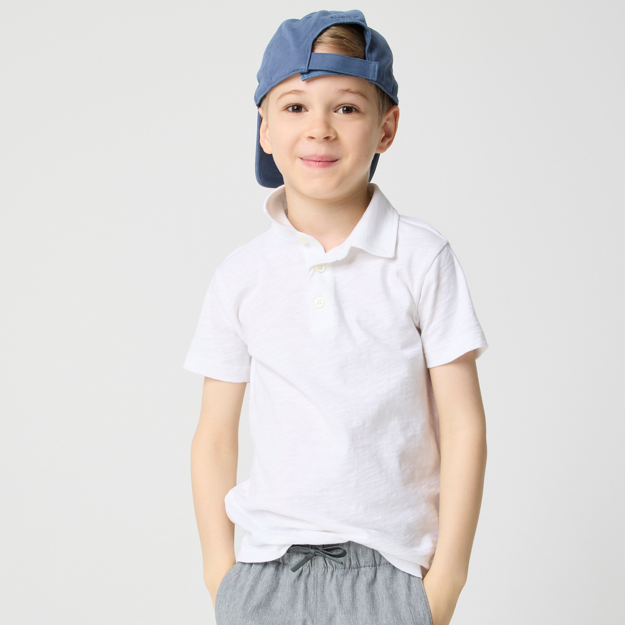 Boys' short-sleeve slub cotton jersey polo