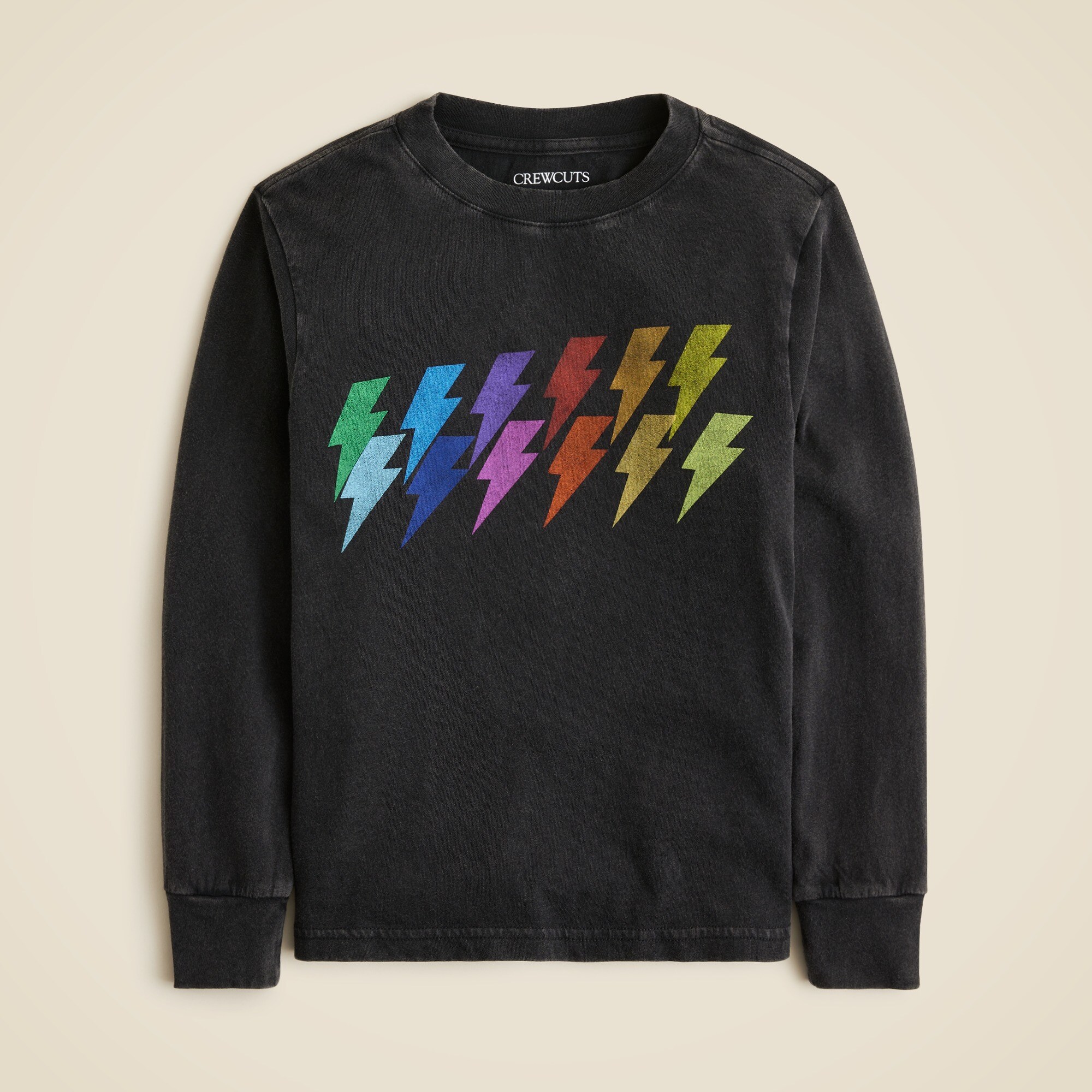 Kids' long-sleeve lightning bolt graphic T-shirt